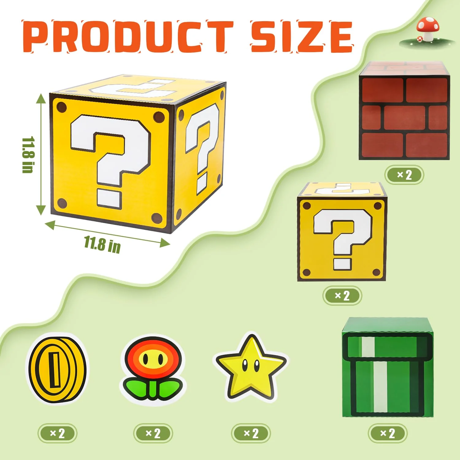 Seozio 6PCS Big Party Boxes with 6 Set Centerpieces, Question Brick Pipe Boxes for Birthday Party Decorations Game Party, Christmas Halloween Classroom Supplies Favor. (11.8 x 11.8 Inch) - Image 5