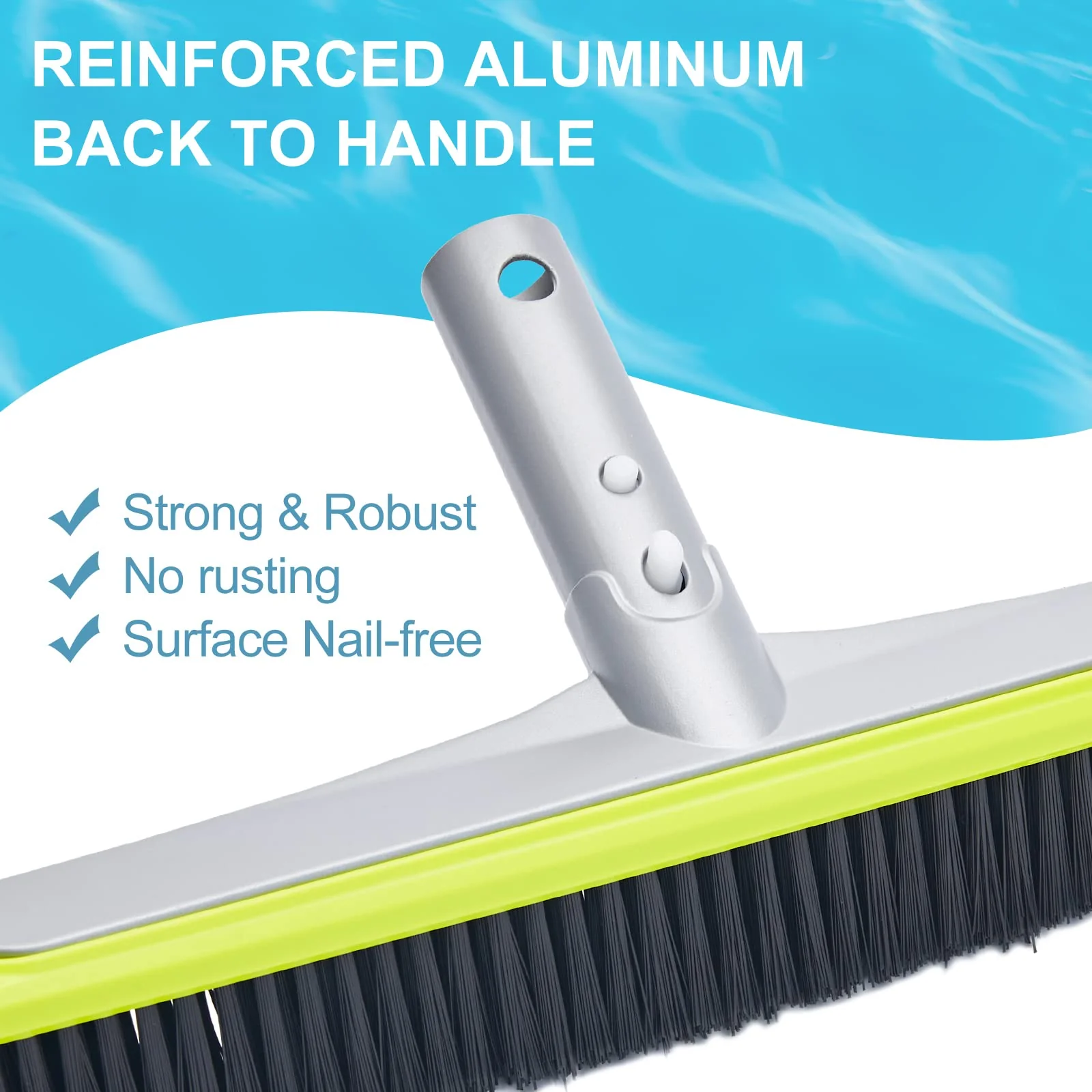 Sepetrel 17.5" Pool Brush Head for Cleaning Walls,Heavy Duty Inground/Above Ground Swimming Pool Scrub Brushes with Premium Strong Bristle & Reinforced Aluminium Back - Image 5