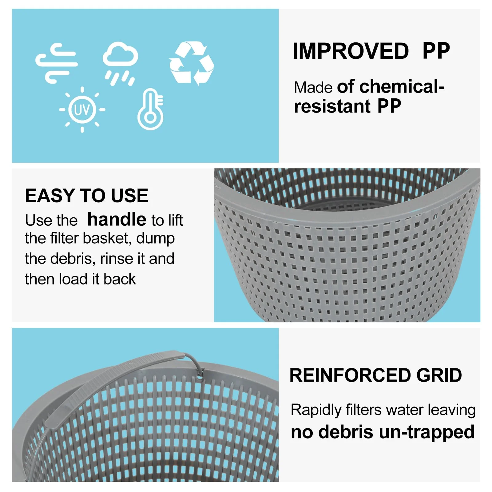 Sepetrel 2 Sets Swimming Pool Filter Basket - Replacement Skimmer Basket for In-Ground Pools - Captures Leaves, Needles and Debris - Most Pump & Water Circulation Systems - Image 3