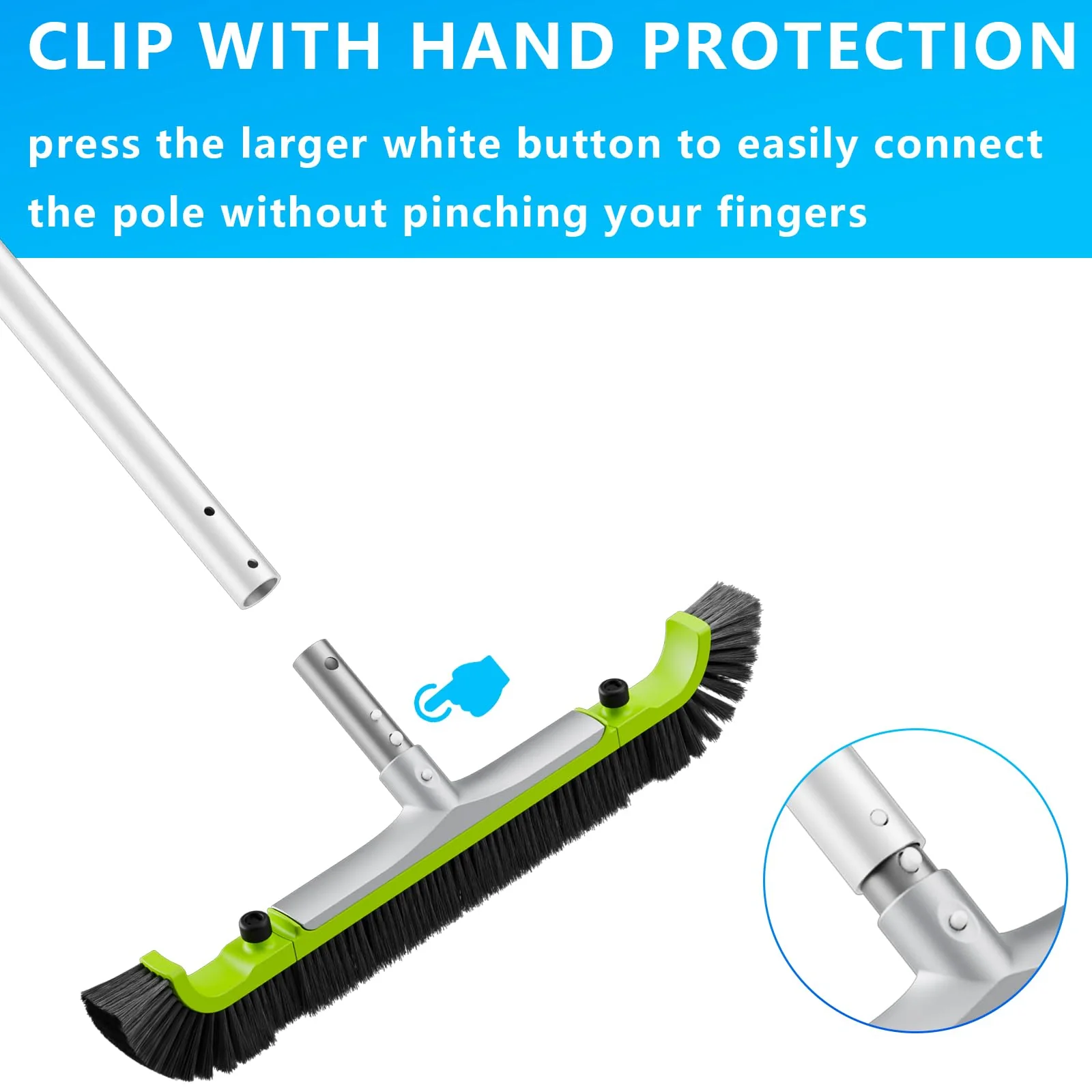 Sepetrel 20” Pool Brush Head for Cleaning Walls,Heavy Duty Inground/Above Ground Swimming Pool Scrub Brushes with Premium Strong Bristle & Reinforced Aluminium Back - Image 4