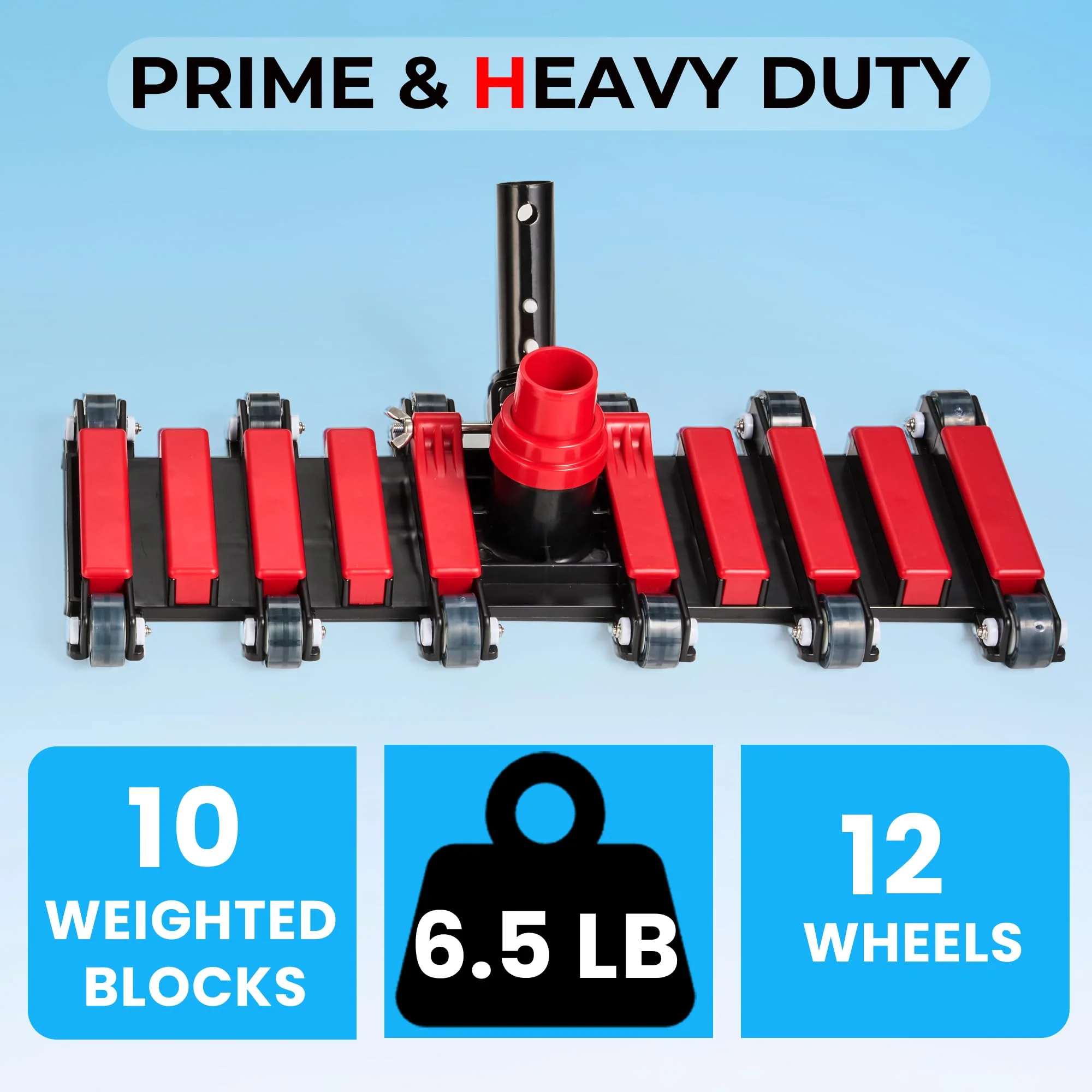 Sepetrel Commercial Grade Pool Vacuum Head with Wheels,19" Extra-Wide & Weighted Flexible Heavy-Duty Vac Cleaner for Effortless, Deep Cleaning - Image 5