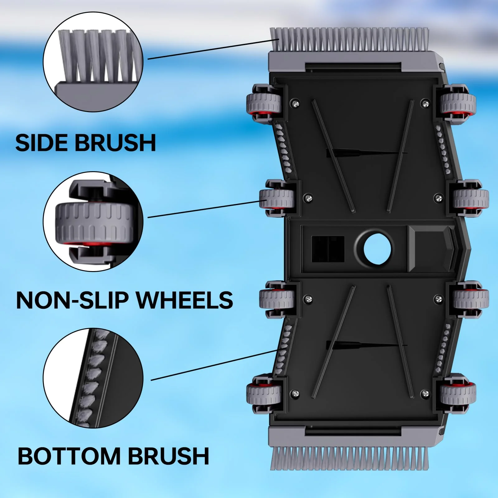 Sepetrel Heavy Duty Pool Vacuum Head with Wheels & Aluminum Handle, Professional Weighted Flexible Vacuum Head - Image 4