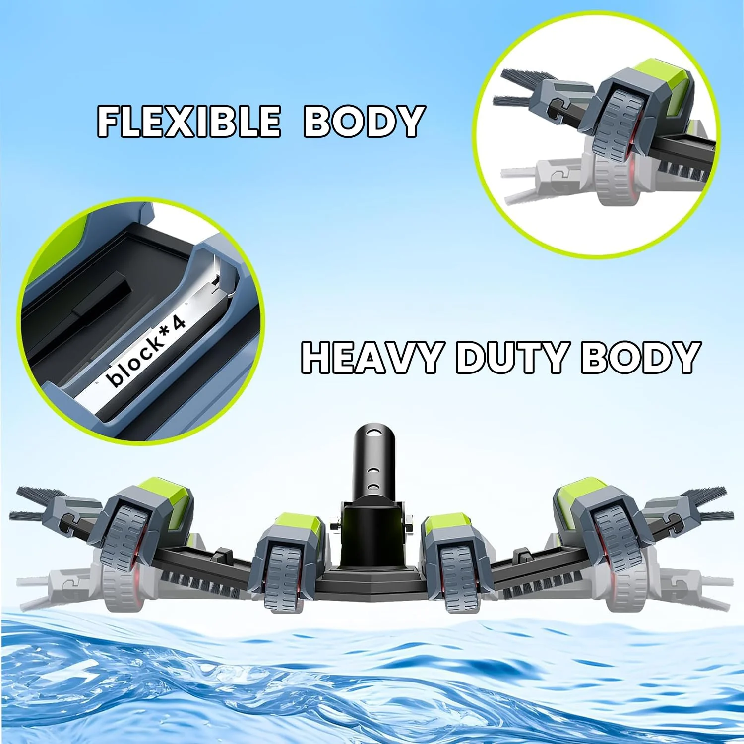 Sepetrel Heavy Duty Pool Vacuum Head with Wheels & Aluminum Handle, Professional Weighted Flexible Vacuum Head - Image 5