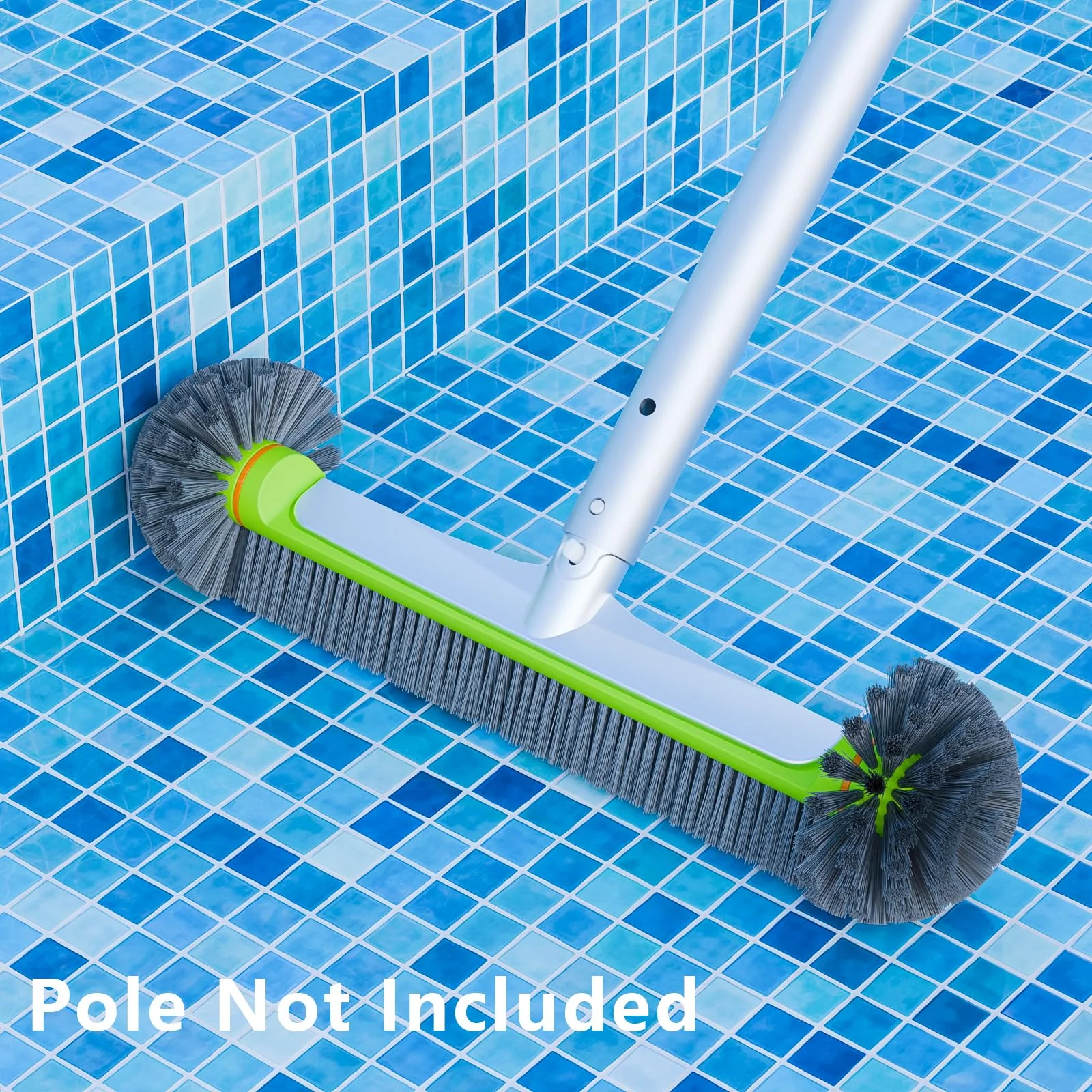 Sepetrel Pool Brush Head for Cleaning Walls,Heavy Duty Inground / Above Ground Swimming Pool Round Scrub Brushes with Premium Strong Bristle & Reinforced Aluminium Back,Grey - Image 2