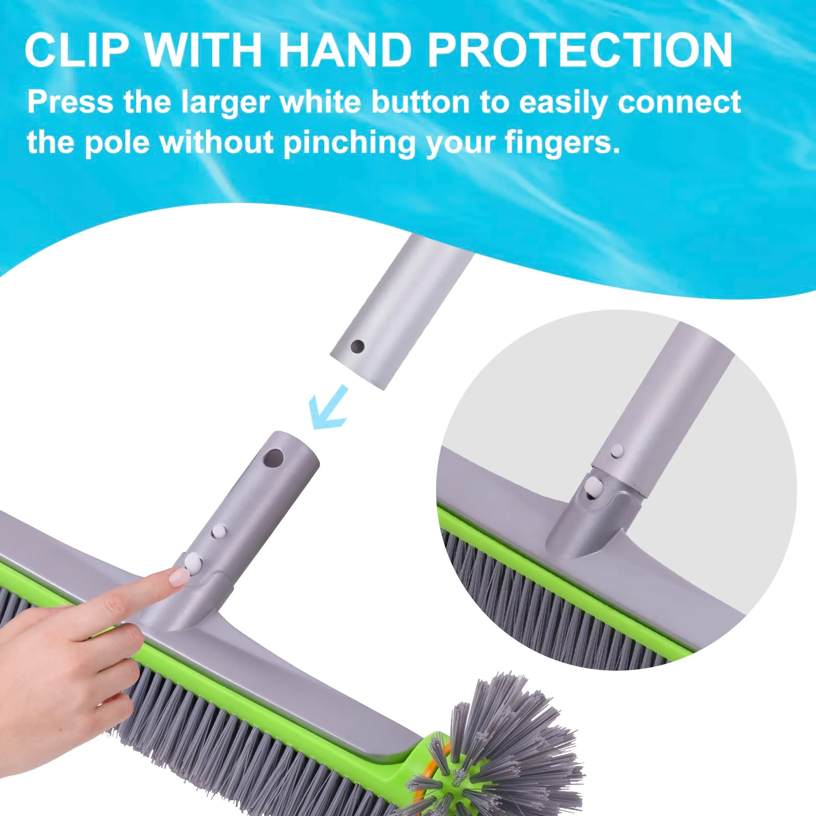 Sepetrel Pool Brush Head for Cleaning Walls,Heavy Duty Inground / Above Ground Swimming Pool Round Scrub Brushes with Premium Strong Bristle & Reinforced Aluminium Back,Grey - Image 5