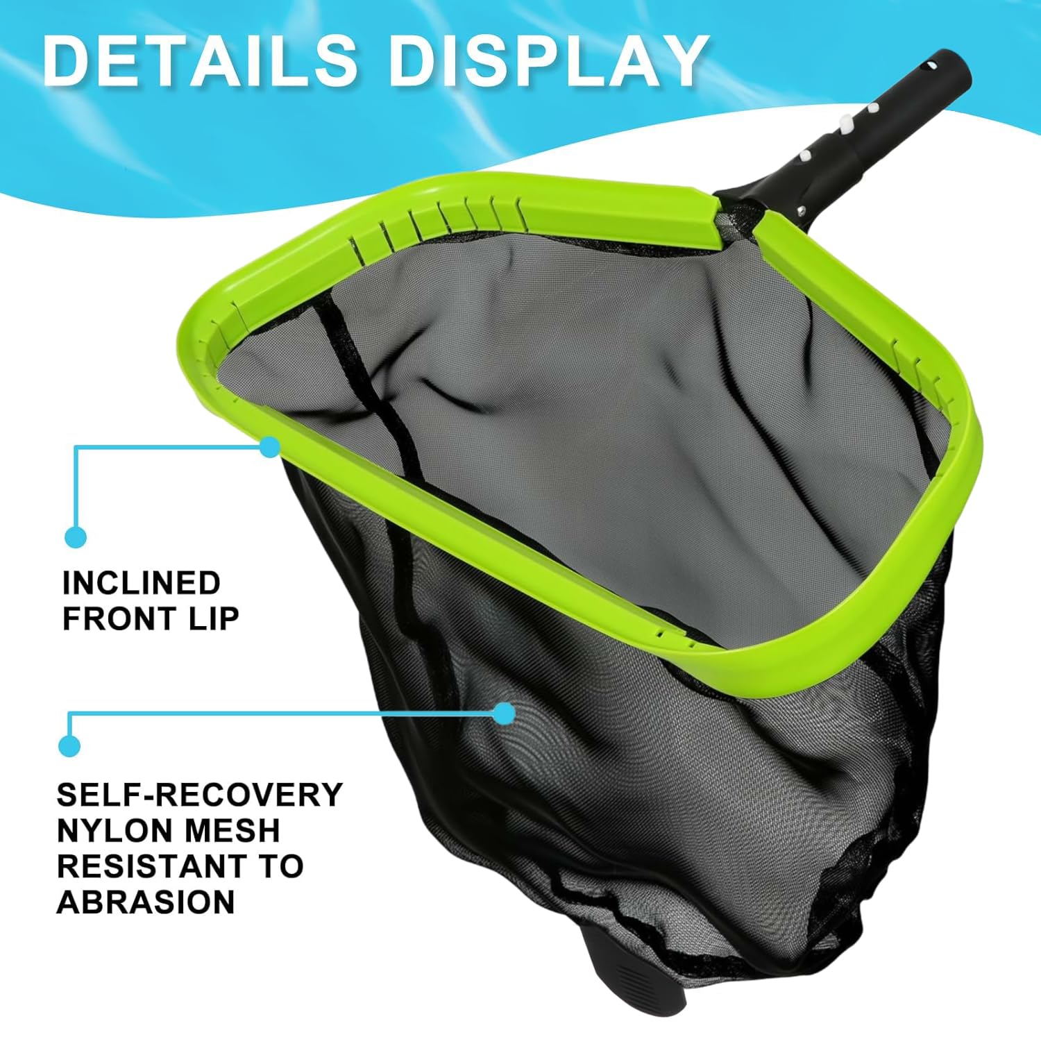 Sepetrel Pool Net,20 Inch Professional Swimming Pool Leaf Skimmer Nets for Cleaning with Nylon Deep Bag,Heavy Duty Aluminum Frame & Handle Rake(Pole Not Included) - Image 4
