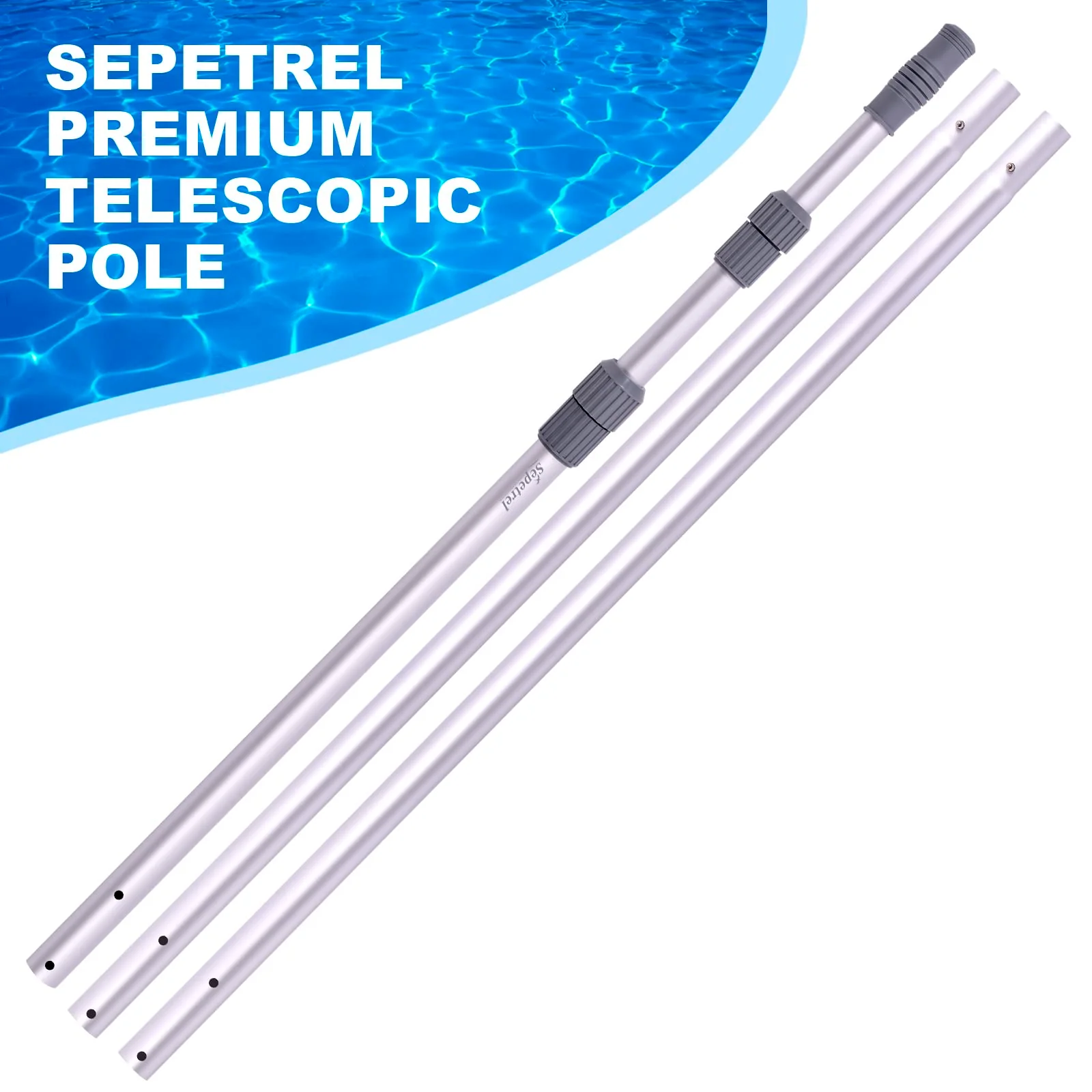 Sepetrel Pool Pole - Professional 15 Foot Telescoping Swimming Pool Cleaning Poles,Adjustable Telescopic Pole,for Skimmer Net,Brush,Vacuum Head - Image 4