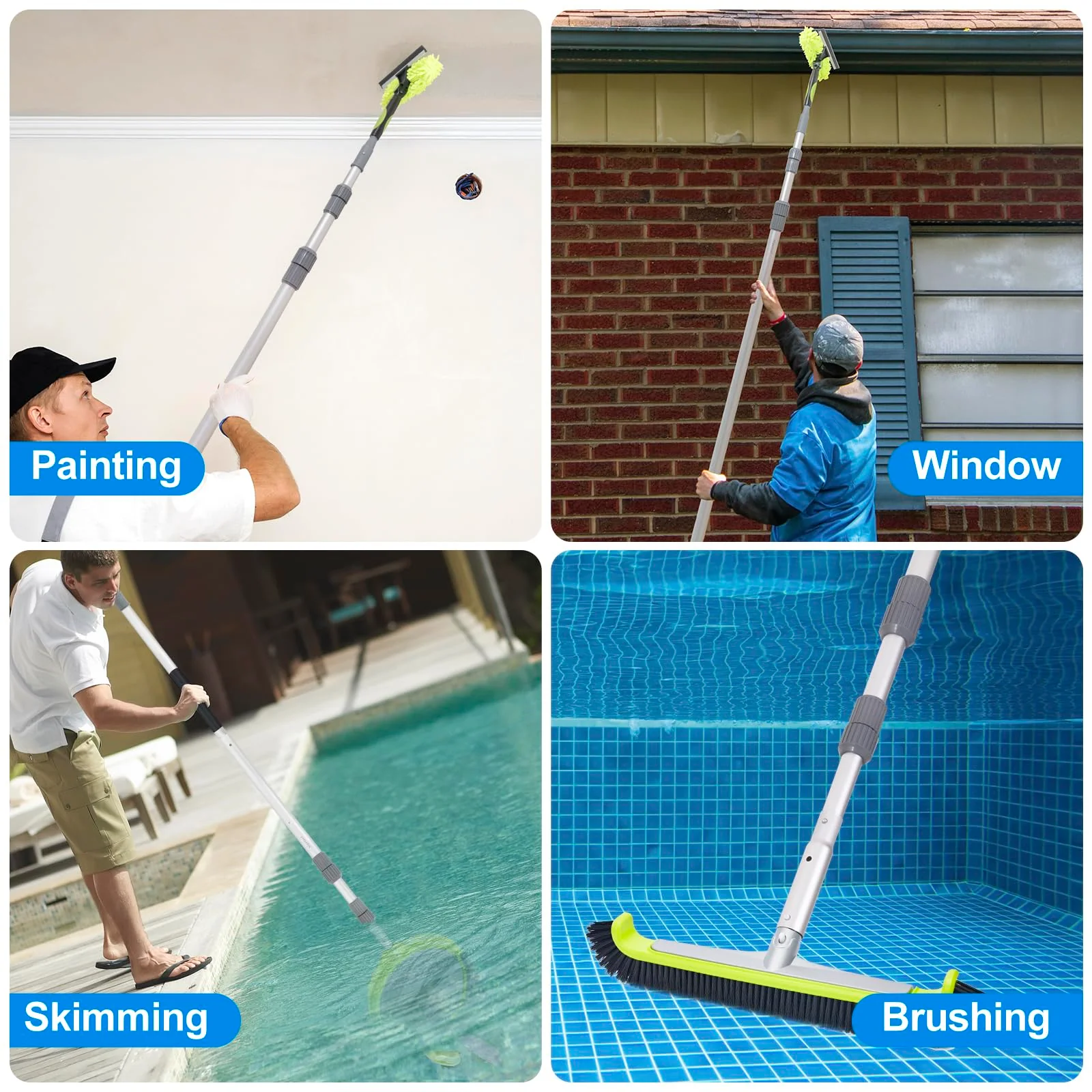 Sepetrel Pool Pole-Upgraded Professional 12 Foot Telescoping Swimming Pool Pole with Threaded Tips,Adjustable Telescopic Poles,for Skimmer Net,Brush,Vacuum Head - Image 2