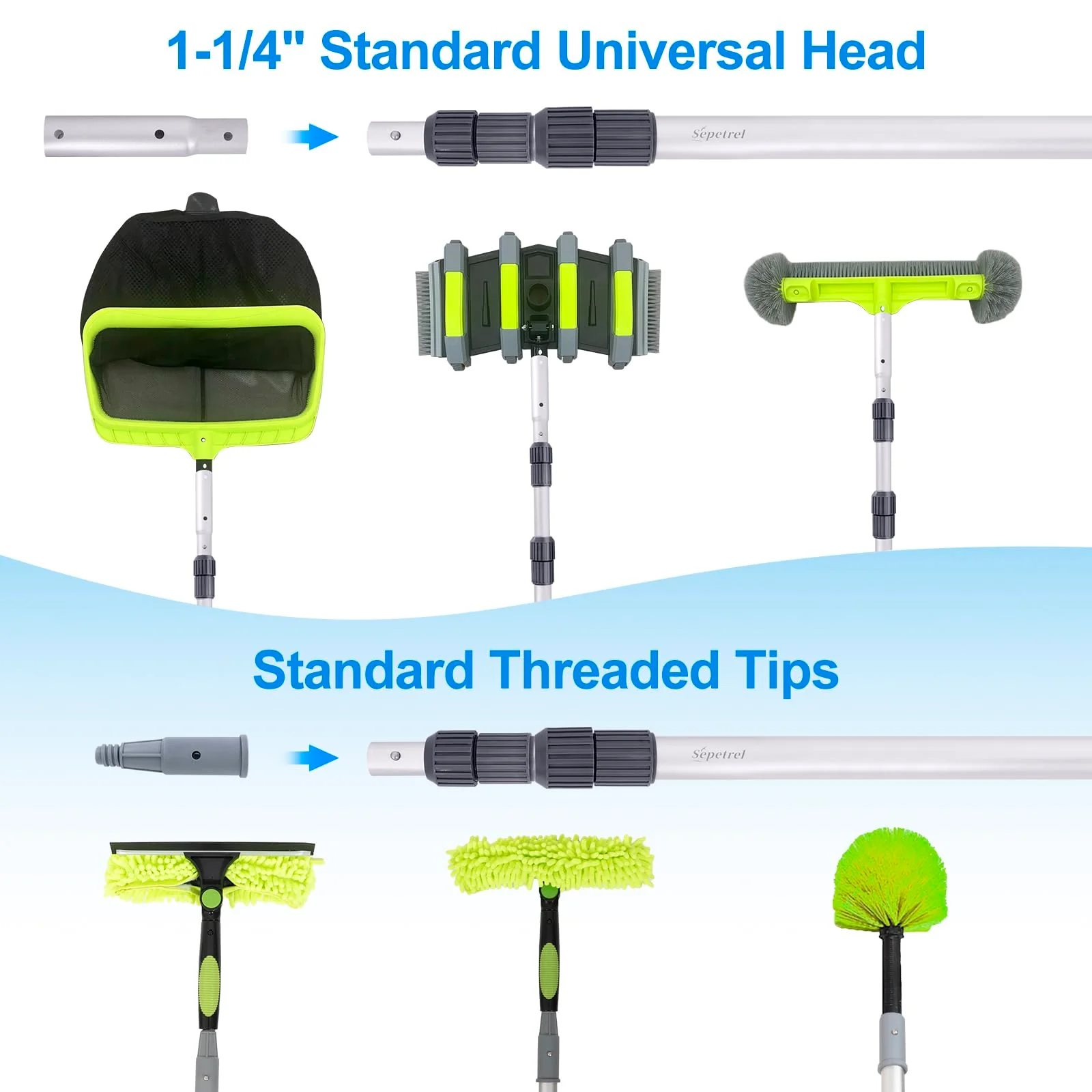 Sepetrel Pool Pole-Upgraded Professional 12 Foot Telescoping Swimming Pool Pole with Threaded Tips,Adjustable Telescopic Poles,for Skimmer Net,Brush,Vacuum Head - Image 6