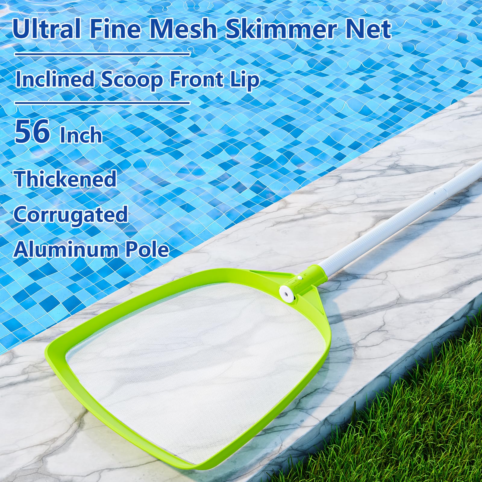 Sepetrel Pool Skimmer Net- Total Length 72 inches Ultral Fine Mesh Rake with Pole,Accessories for Cleaning Inground/Above Ground Swimming Pool, Pond,Spa and Hot Tub Leaf Debris - Image 5