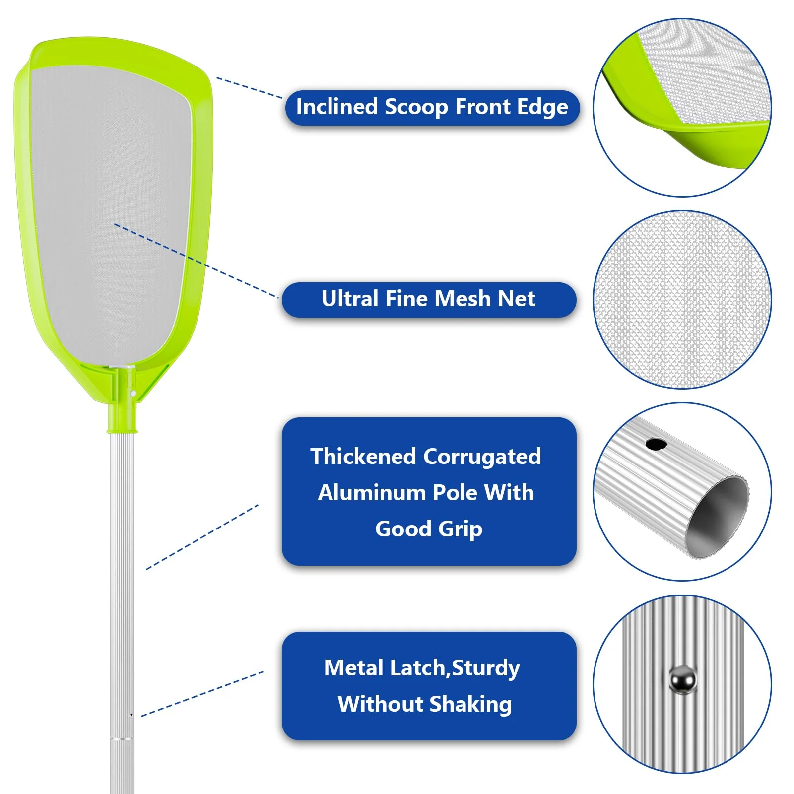 Sepetrel Pool Skimmer Net- Total Length 72 inches Ultral Fine Mesh Rake with Pole,Accessories for Cleaning Inground/Above Ground Swimming Pool, Pond,Spa and Hot Tub Leaf Debris - Image 6