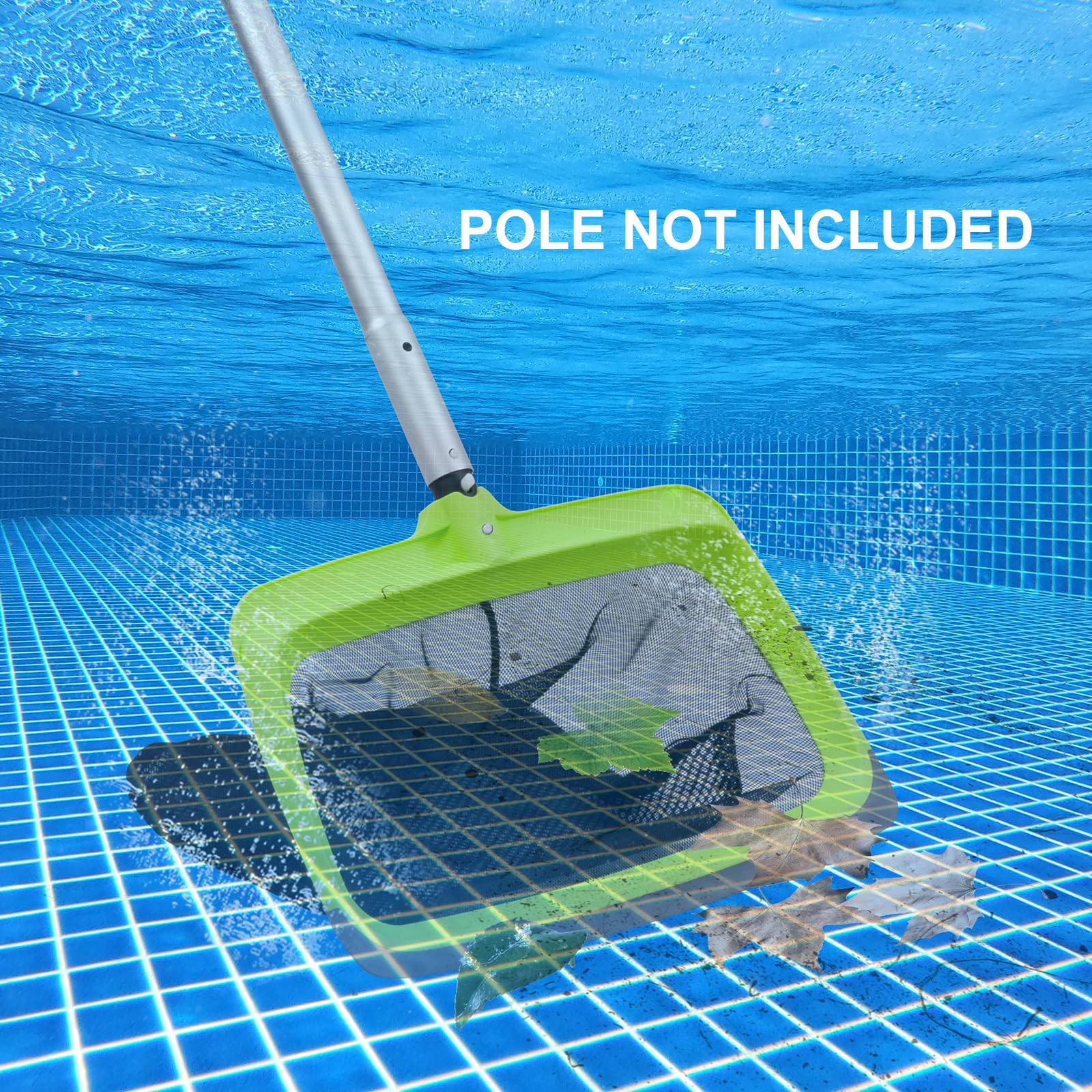 Sepetrel Swimming Pool Leaf Skimmer Net,Rubber Lip & Reinforced Frame Double-Layer Deep Rake(NO Pole) - Image 2