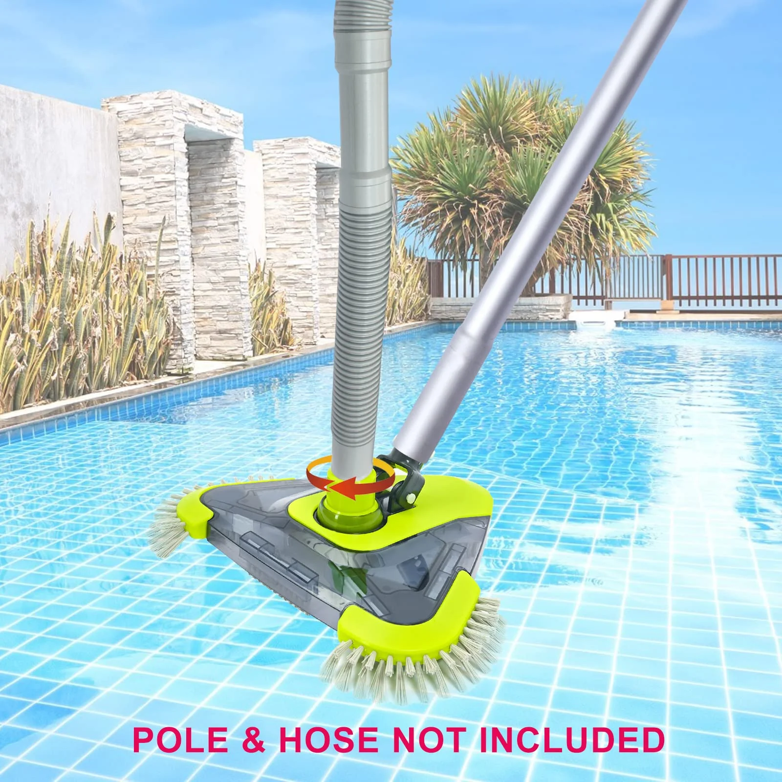 Sepetrel Upgrade Pool Vacuum Head with Side Brush & Universal Rotatable Hose Adapter,Weighted Triangular Shape(Safe for Vinyl Liner Pool) - Image 4