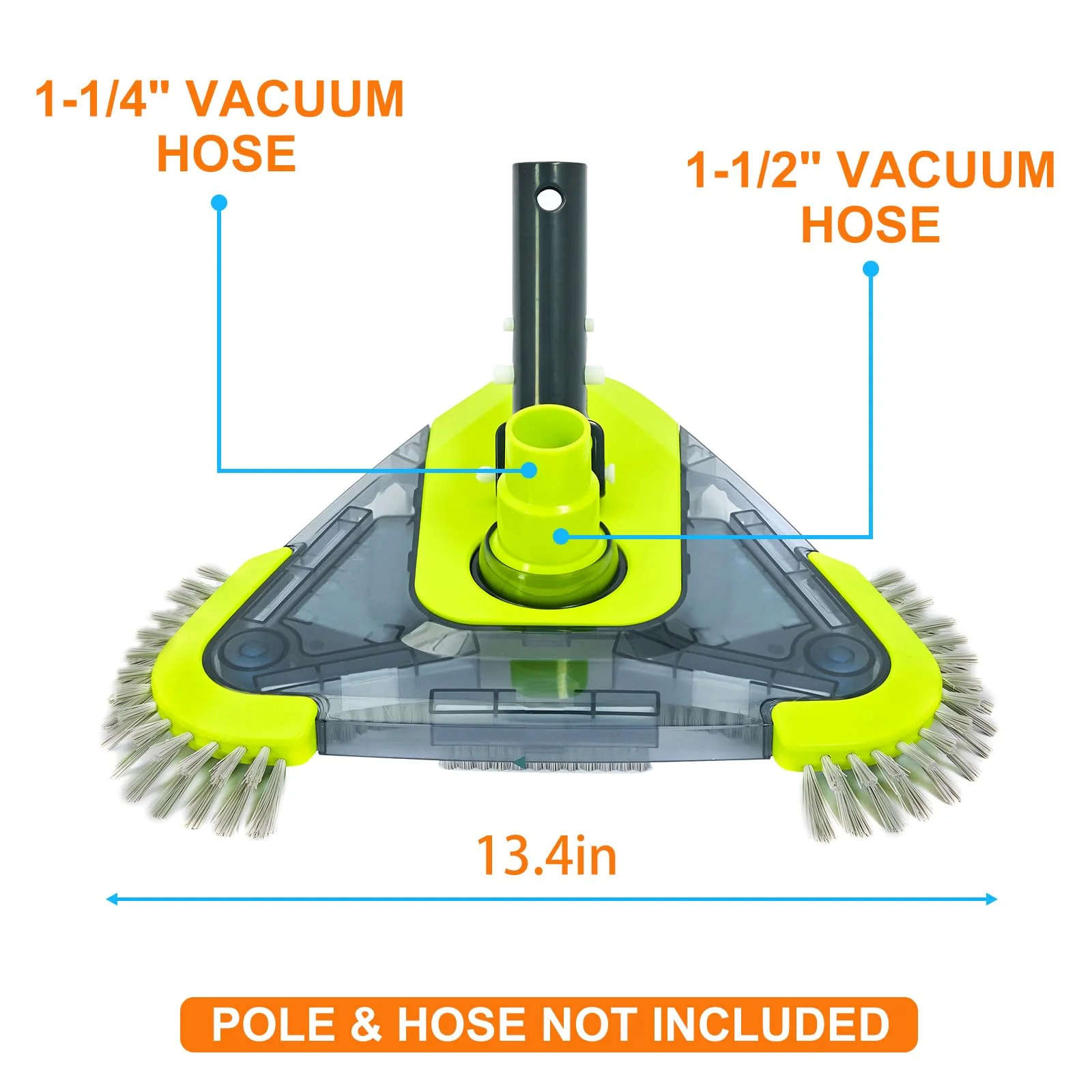 Sepetrel Upgrade Pool Vacuum Head with Side Brush & Universal Rotatable Hose Adapter,Weighted Triangular Shape(Safe for Vinyl Liner Pool) - Image 5