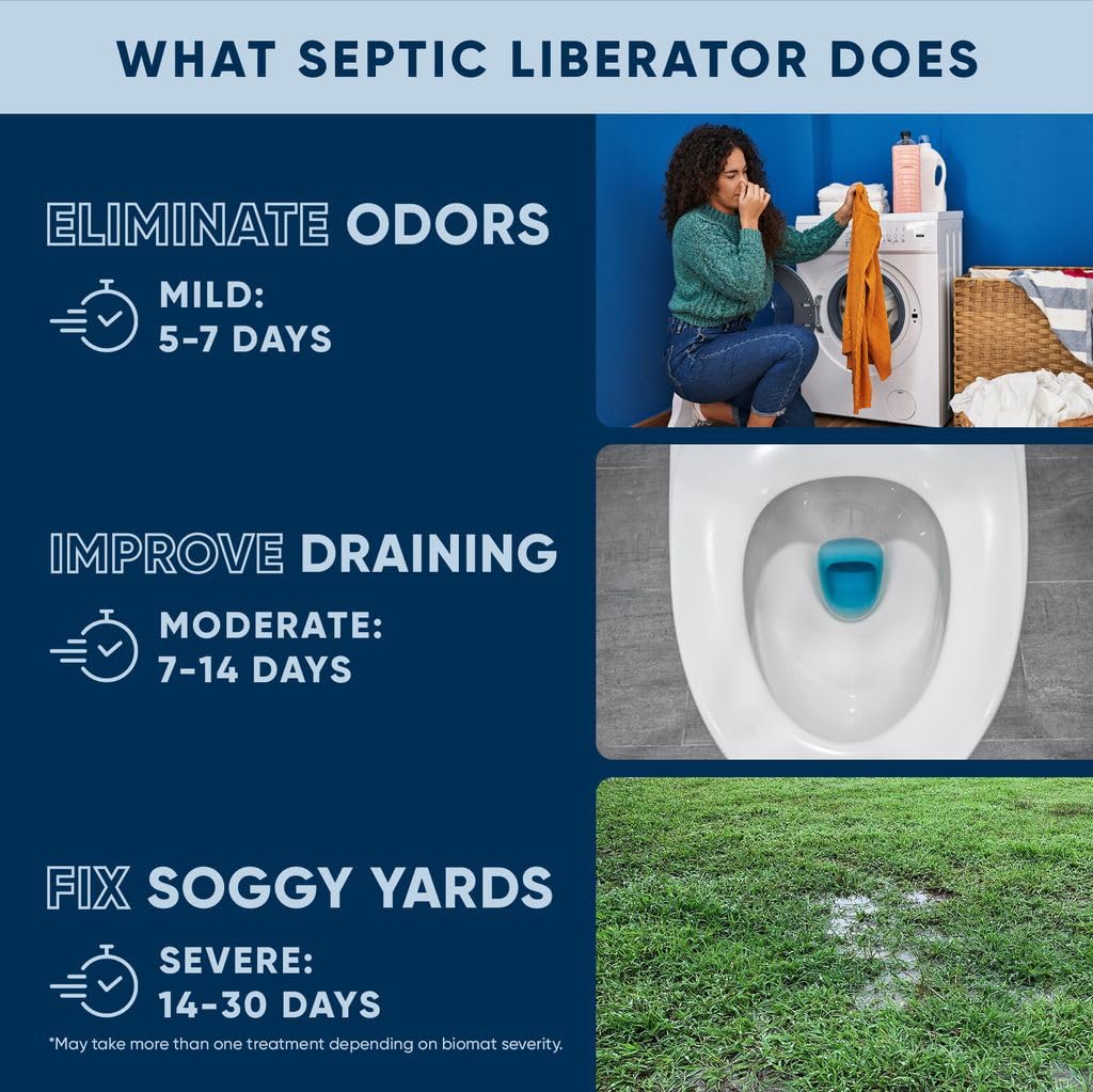 Septic Tank Shock Treatment | Bio Enzyme Septic Safe |Clears Leach & Drain Fields, Dissolves Organic Solids, Grease, Hair - Drain Deodorizer (128 OZ) - Image 7