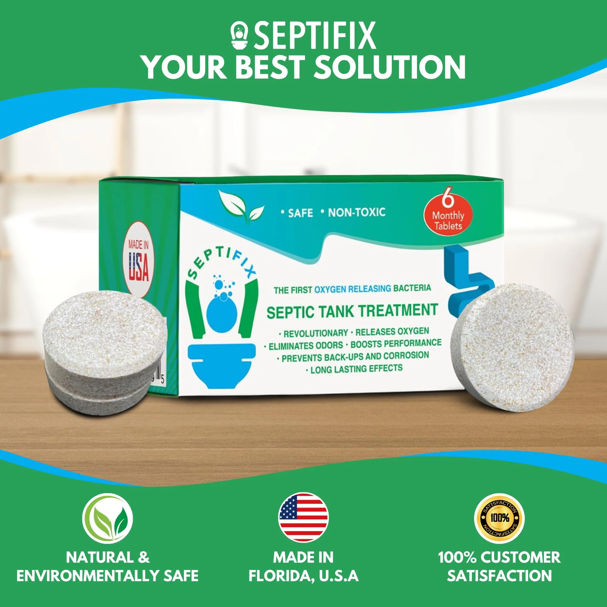 SEPTIFIX Septic Tank Treatment Tabs - Live Aerobic Bacteria Tablets For Your Septic Tank - Image 2