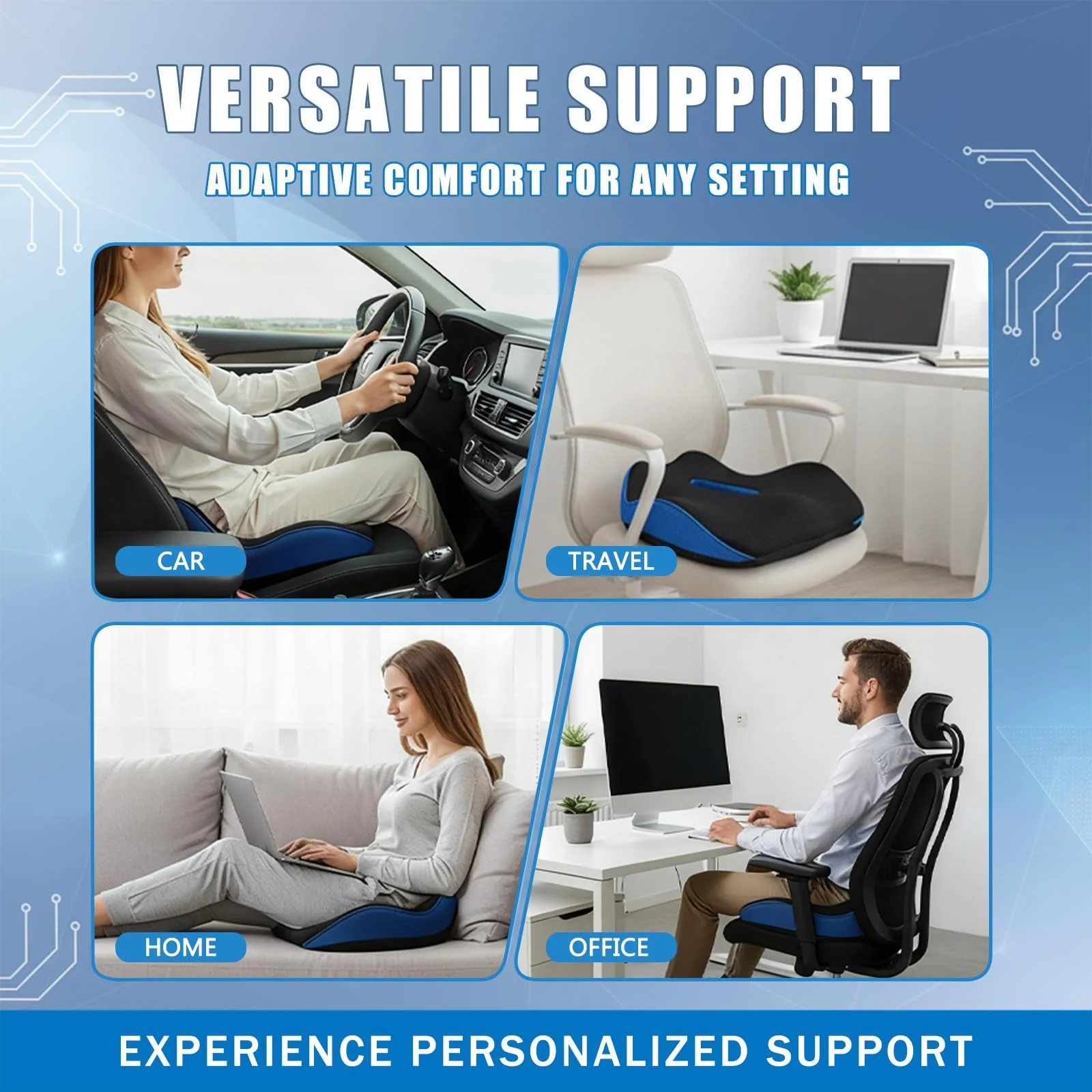 SereneSitz Orthopedic Seat Cushion, Ergonomic Memory Foam Seat Chair Cushion for Office Chair Cushion, Car Seat, Airplane, Sciatica & Back Pain Relief for Long Sitting - Image 7