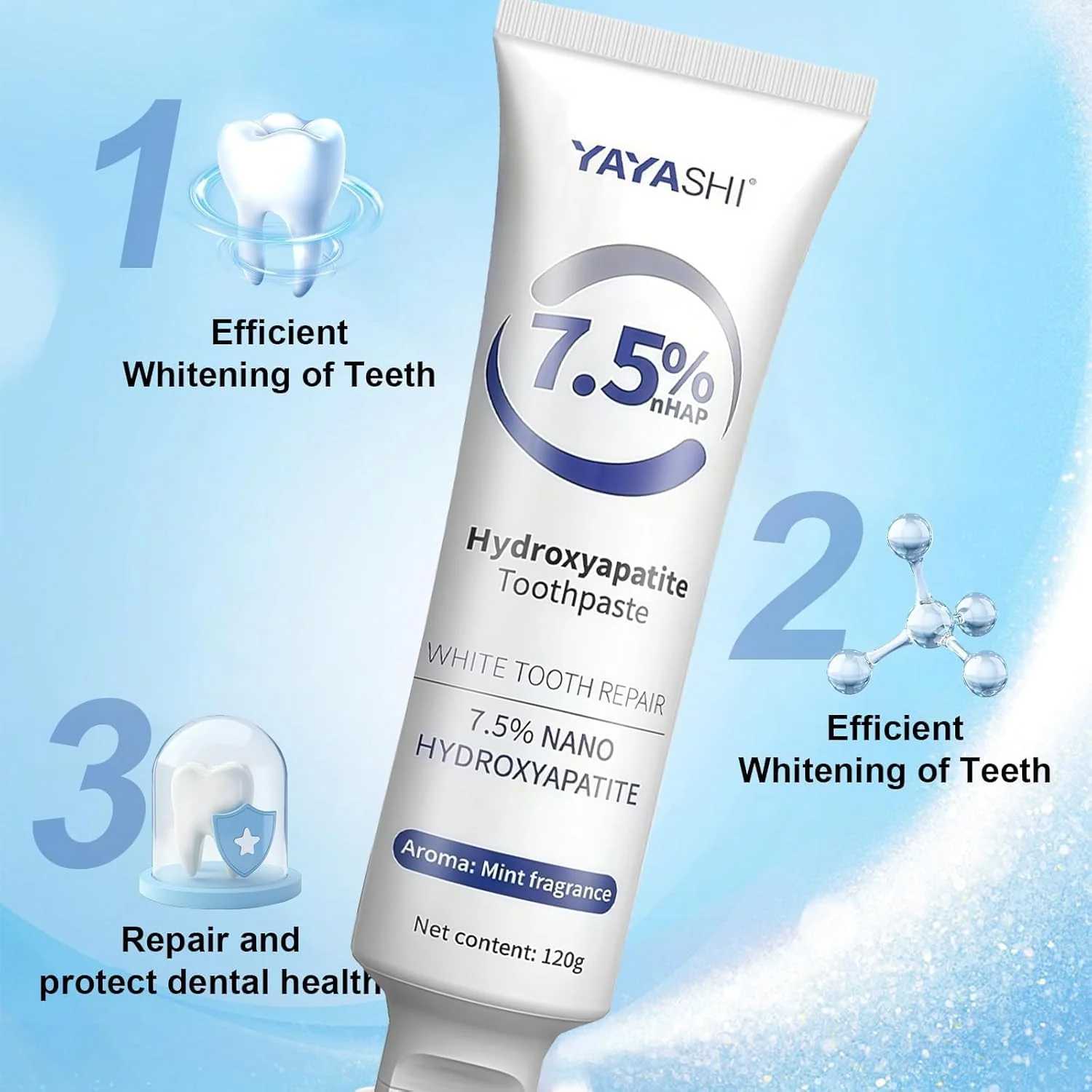 Set 2-Pack Nano Hydroxyapatite Toothpastes for Enamel Protection and Tooth Strengthening, Gentle Mint, Fresh Breath, Daily Use for Oral Health (Gentle Mint) - Image 5