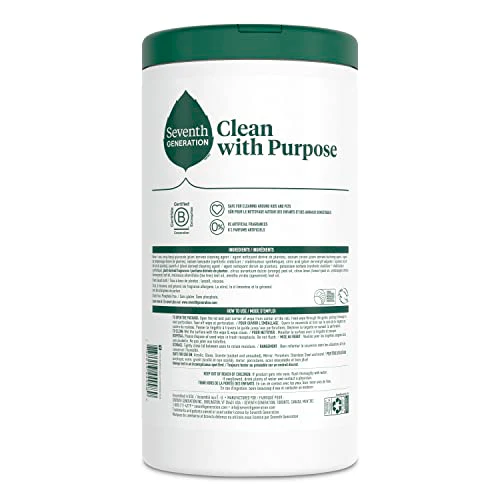 Seventh Generation Multi Surface Wipes All Purpose Cleaning Lemon Zest scent with 100% Essential Oils and Botanical Ingredients 70 count, Pack of 6 - Image 8