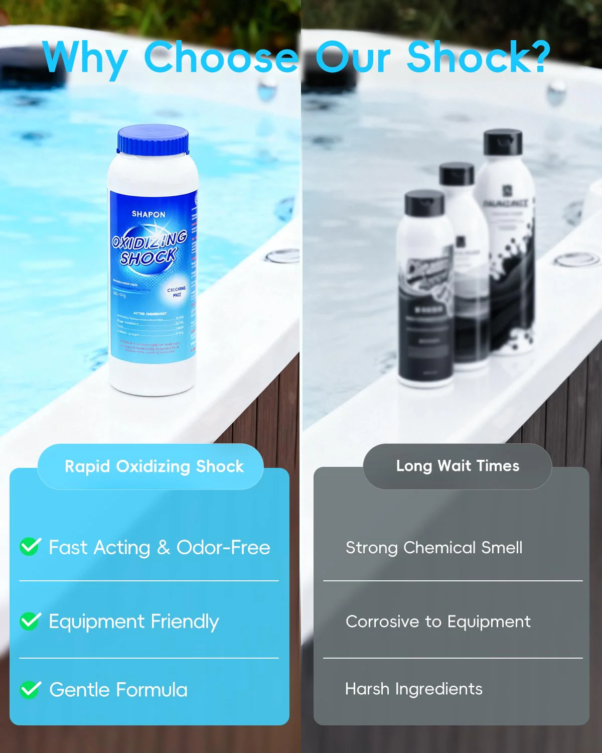 SHAPON 32 Oz Non-Chlorine Hot Tubs Shock, Spa Oxidizer for Clean Water (2 Pack) - Image 3