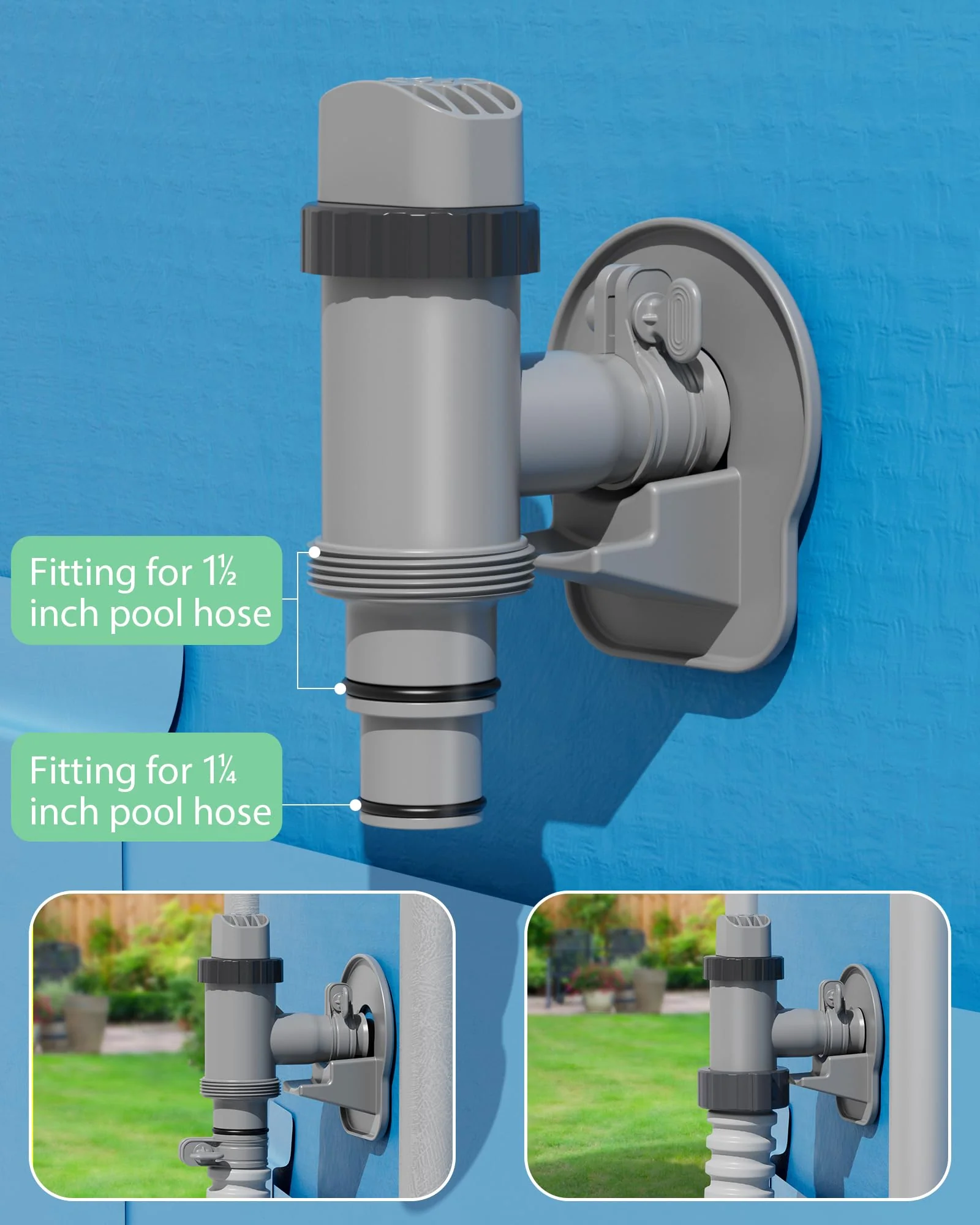 SHAPON Above Ground Swimming Pool Plunger Valve & Swimming Pool Pipe Holder Set- Replacement Pool Accessories Compatible with Intex Pools (2 Each) - Image 4