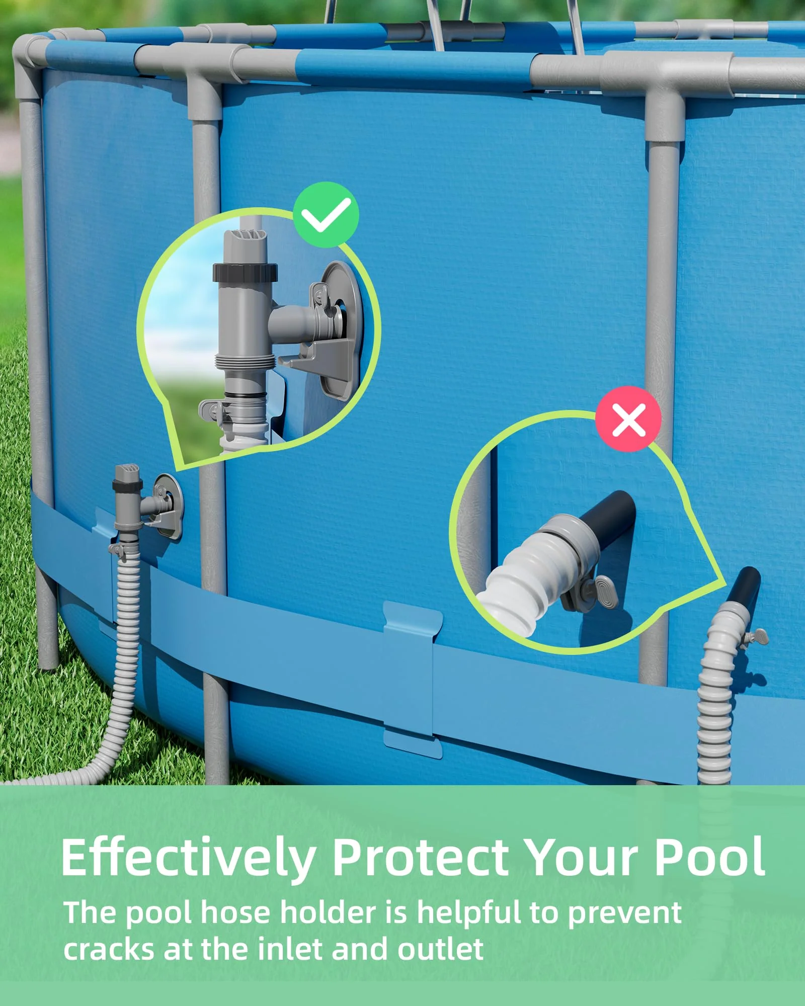 SHAPON Above Ground Swimming Pool Plunger Valve & Swimming Pool Pipe Holder Set- Replacement Pool Accessories Compatible with Intex Pools (2 Each) - Image 5