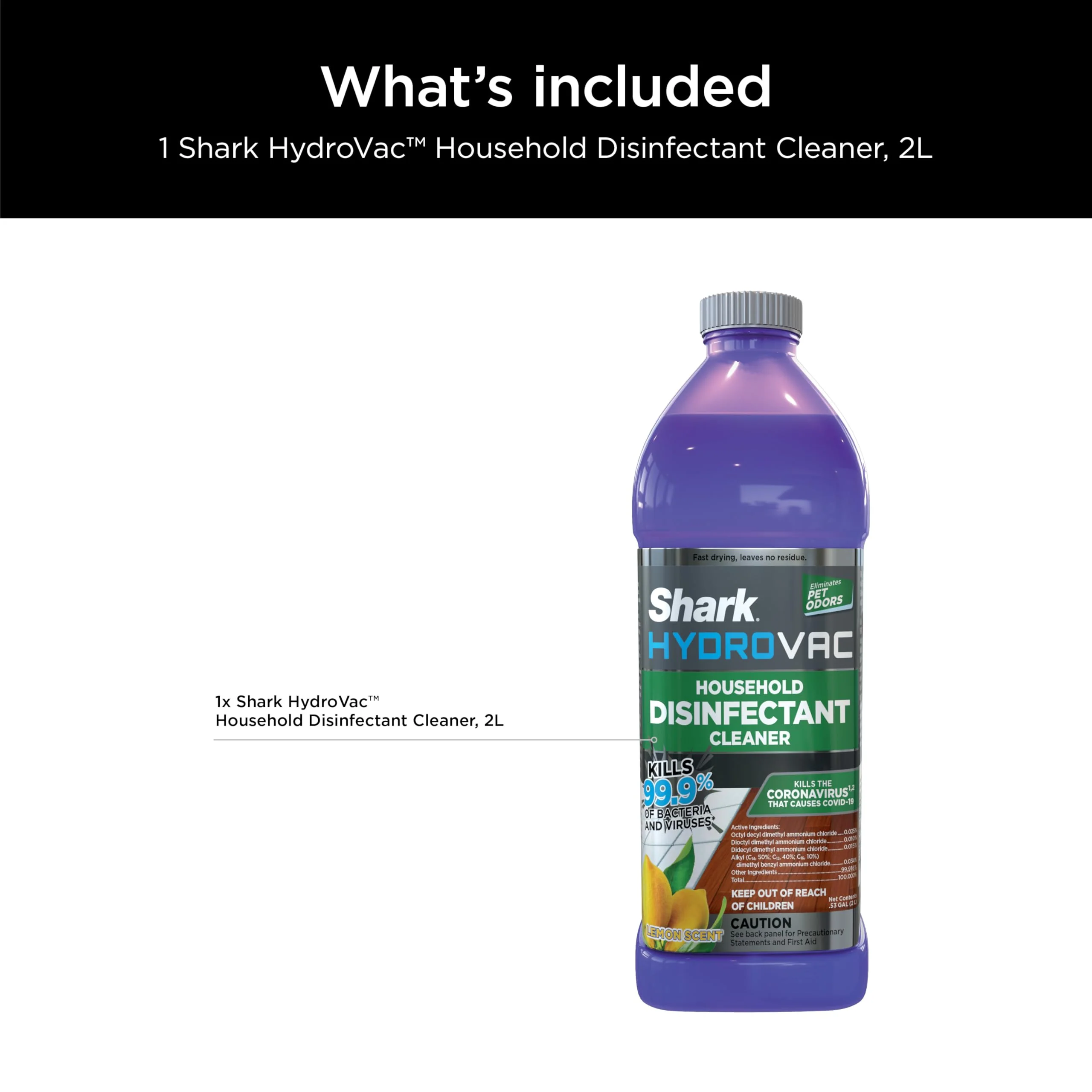 Shark HydroVac Household Disinfectant Cleaner, Kills 99.9% of Bacteria & Viruses, Compatible with Shark HydroVac 3-in-1 Multi-Surface Cleaners on Hardfloor, Stone, Laminate & Tile, Purple, WDCD60 - Image 3