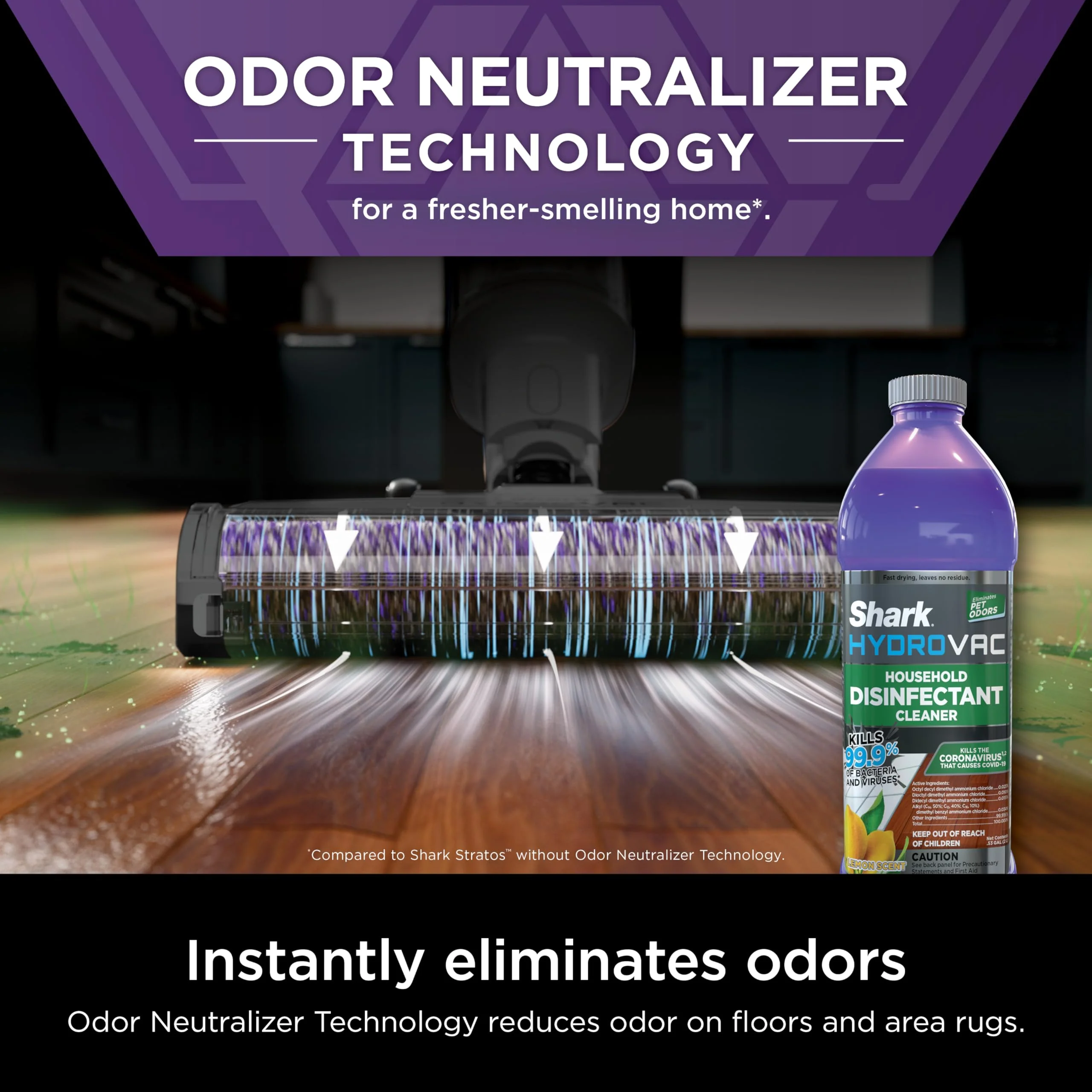 Shark HydroVac Household Disinfectant Cleaner, Kills 99.9% of Bacteria & Viruses, Compatible with Shark HydroVac 3-in-1 Multi-Surface Cleaners on Hardfloor, Stone, Laminate & Tile, Purple, WDCD60 - Image 9