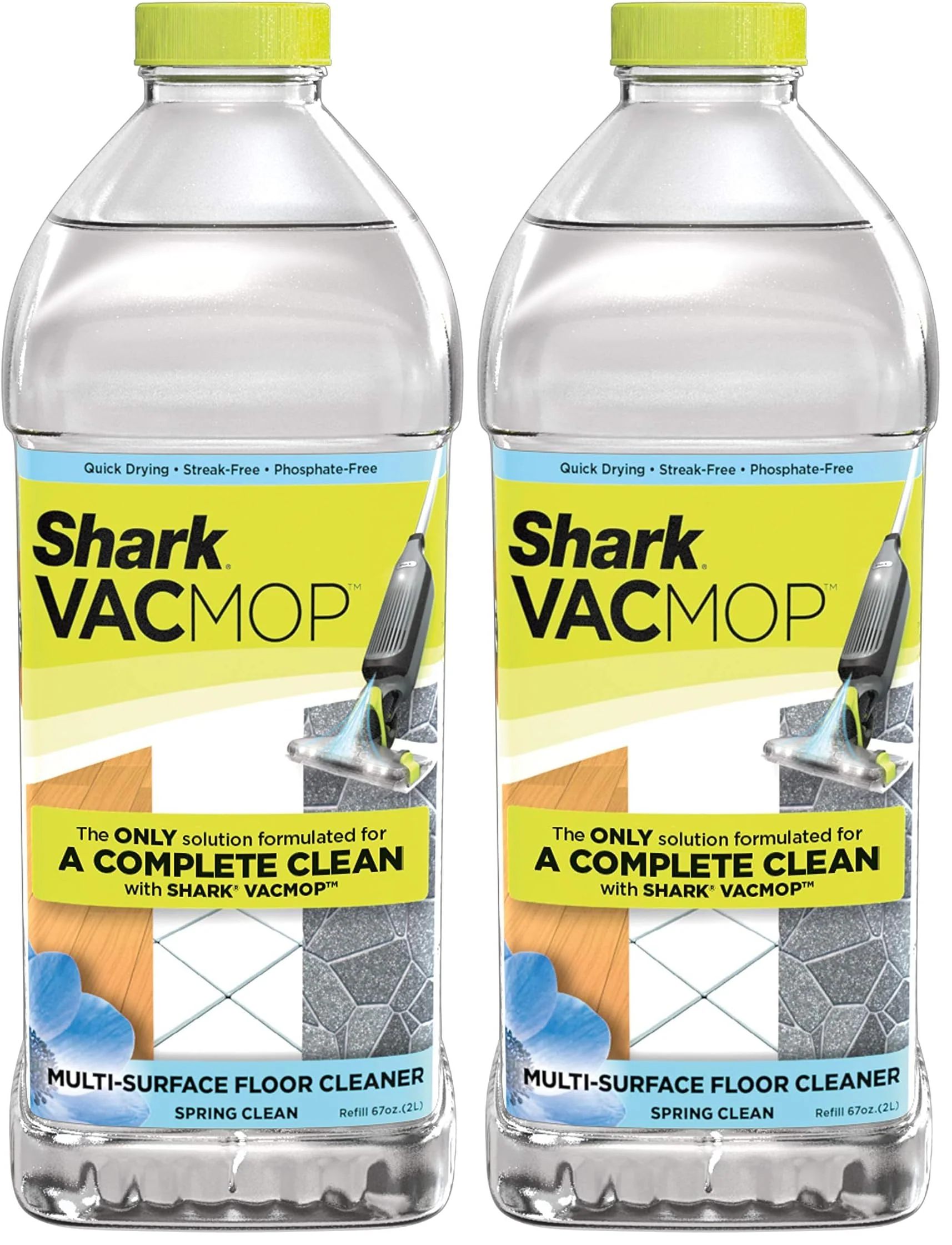 Shark Multi-Surface Cleaner 2 Liter Bottle VCM60 VACMOP Refill, Spring Clean Scent, 67 Fl Oz (Packaging may vary) (Pack of 2)