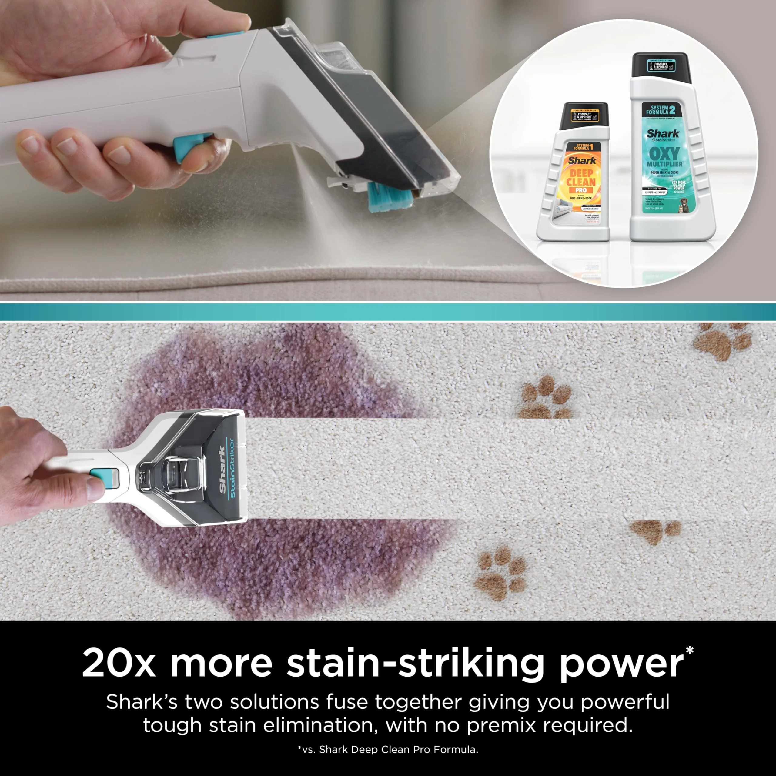 Shark StainStriker Cleaning Solution Bundle for Portable Cleaners, Carpet and Area Rug Formula, Instantly Eliminates Odors, Includes 32 oz OXY Multiplier and 16 oz Deep Clean Solution, PXCMBUNDLE - Image 6