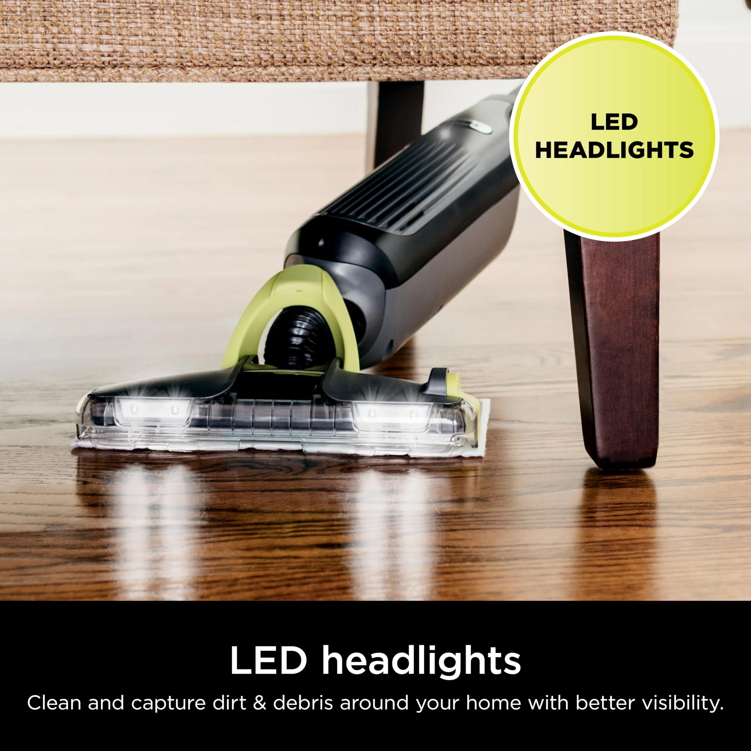 Shark VACMOP Cordless Hard Floor Cleaner, Vacuum and Spray Mop, Powerful Suction, Lightweight, LED Headlights, Includes 4 Disposable Pads, 12oz Multi-Surface Cleaning Solution, Gray, VM252 - Image 5