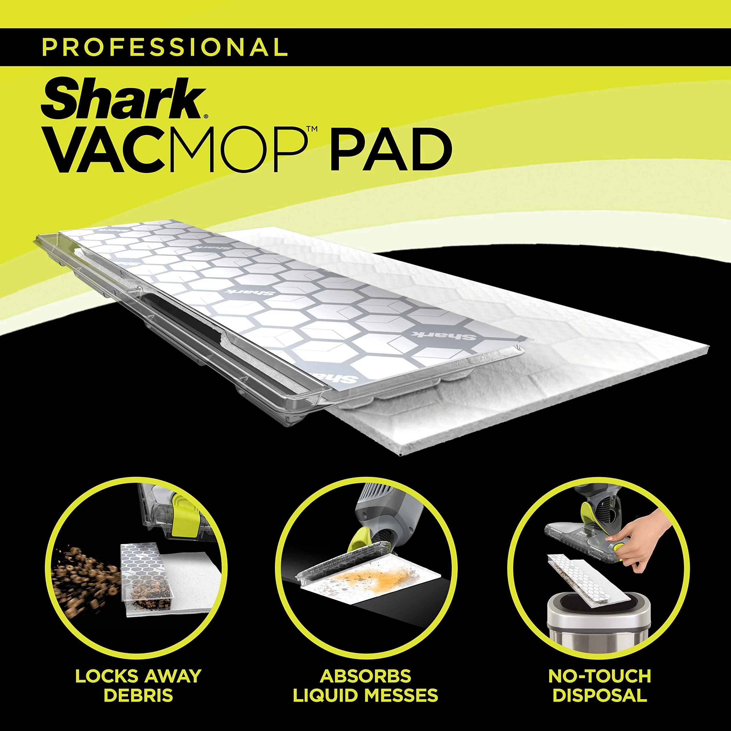 Shark VACMOP Disposable Hard Floor Pad Refills, Compatible with VM252 & VM180, No-touch Disposal, For use on ALL Sealed Floors - Stone, Hardwood, Laminate & Tile, (Pack of 3, 30 Count Total), VMP30 - Image 3