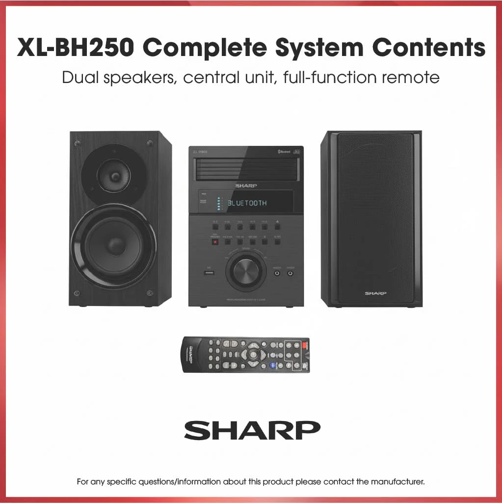 Sharp XL-BH250 Limited Edition 5-Disc Bluetooth Speaker System with USB, AM/FM, and Champagne Gold/Carbon Fiber Finish - Image 3