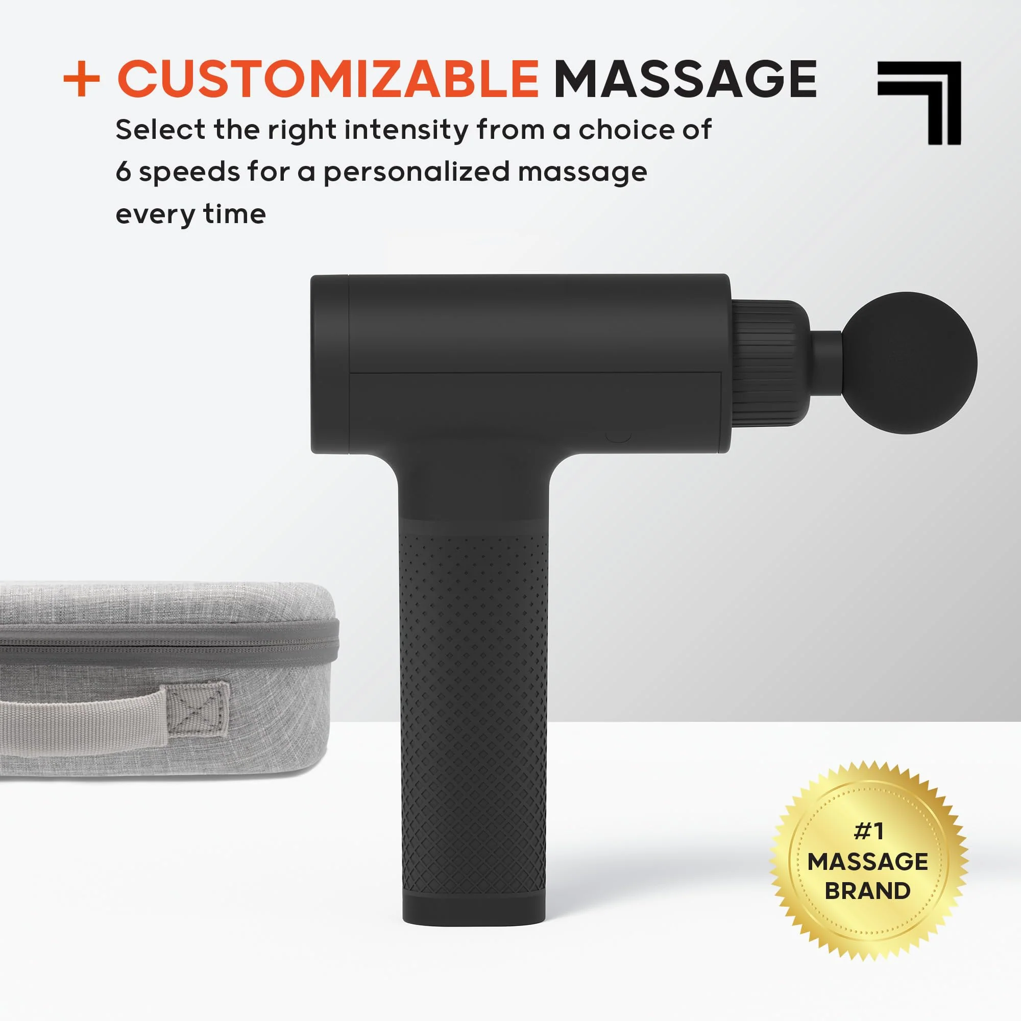 Sharper Image Deep Tissue Percussion Massage Gun, Powerboost Rechargeable Handheld Massager, 6 Adjustable Speeds, 5 Attachment Heads & Carrying Case, Full Body Muscle Pain Relief, Black - Image 5