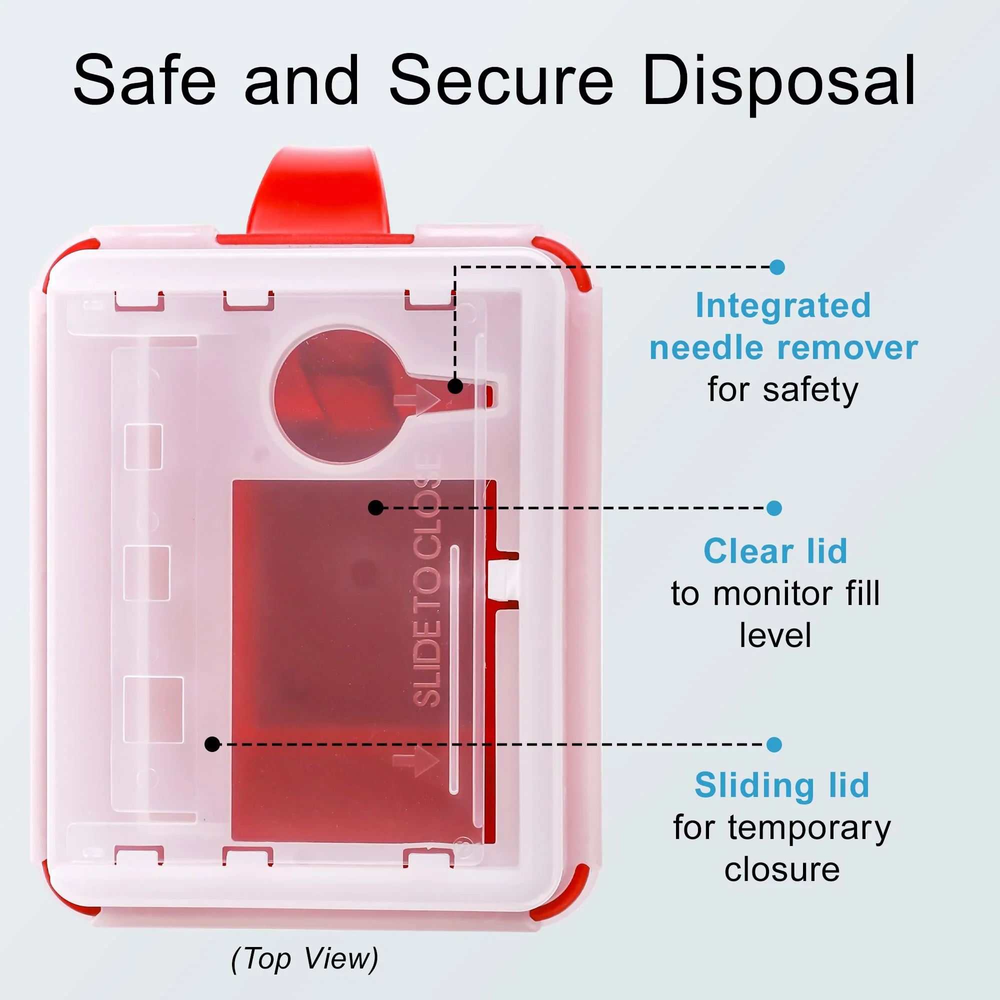 Sharps Container Small - Sharps Containers for Home Use and Labs - Portable Needle Disposal and Travel Size Biohazard Bin - 2 Quart (Pack of 3) - Image 3