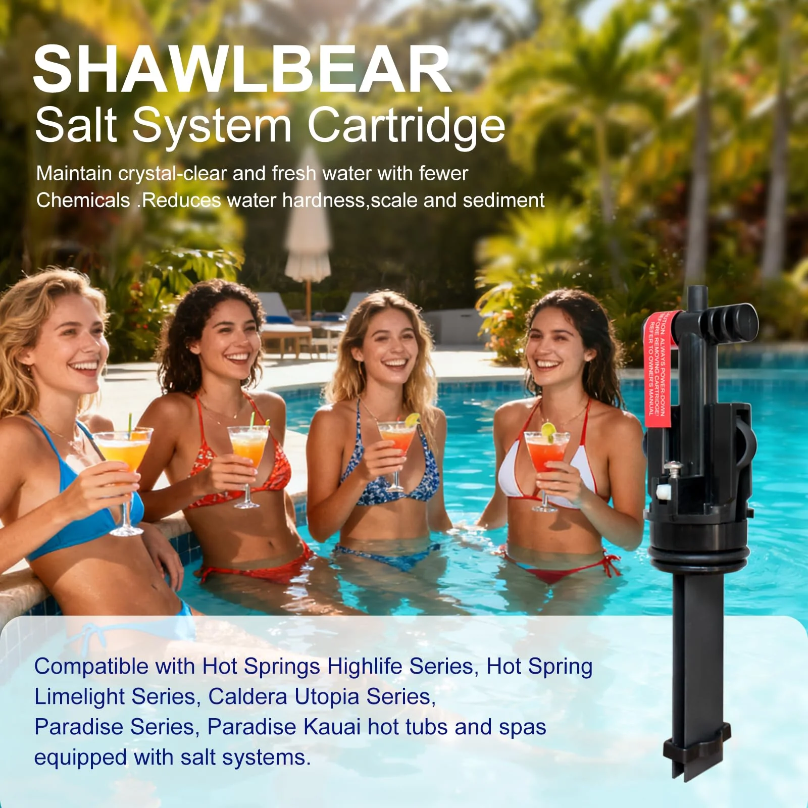 SHAWLBEAR Salt System Cartridge,Hot Springs Salt Cartridge,Saltwater Sanitizer Cartridge for Hot Tubs,Salt System Cartridge Replacement for Spas,Hot Tubs,1 Pack Lasts Up Three to six Months. - Image 7