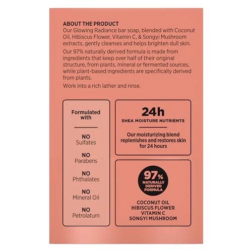 SheaMoisture Bar Soap Coconut and Hibiscus 4 Count Glowing Radiance Glowing Radiance bar soap with 24h shea moisture nutrients for Healthy, Glowing Skin 8 oz - Image 7