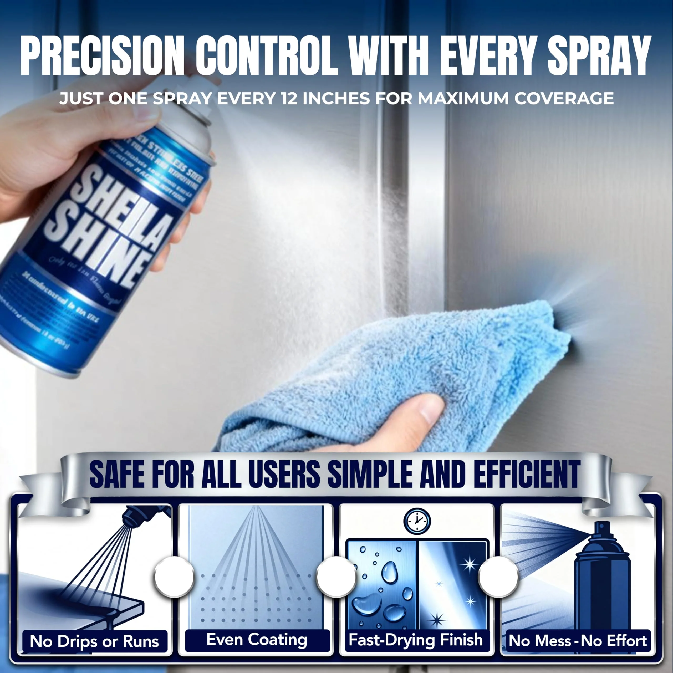 Sheila Shine 3 x 10oz Stainless Steel Cleaner and Polish - Removes Grease, Fingerprint & Watermark - Kitchen Appliances, Refrigerators, Sinks, Ovens & Grills - Stainless Steel Cleaning Spray - Image 5