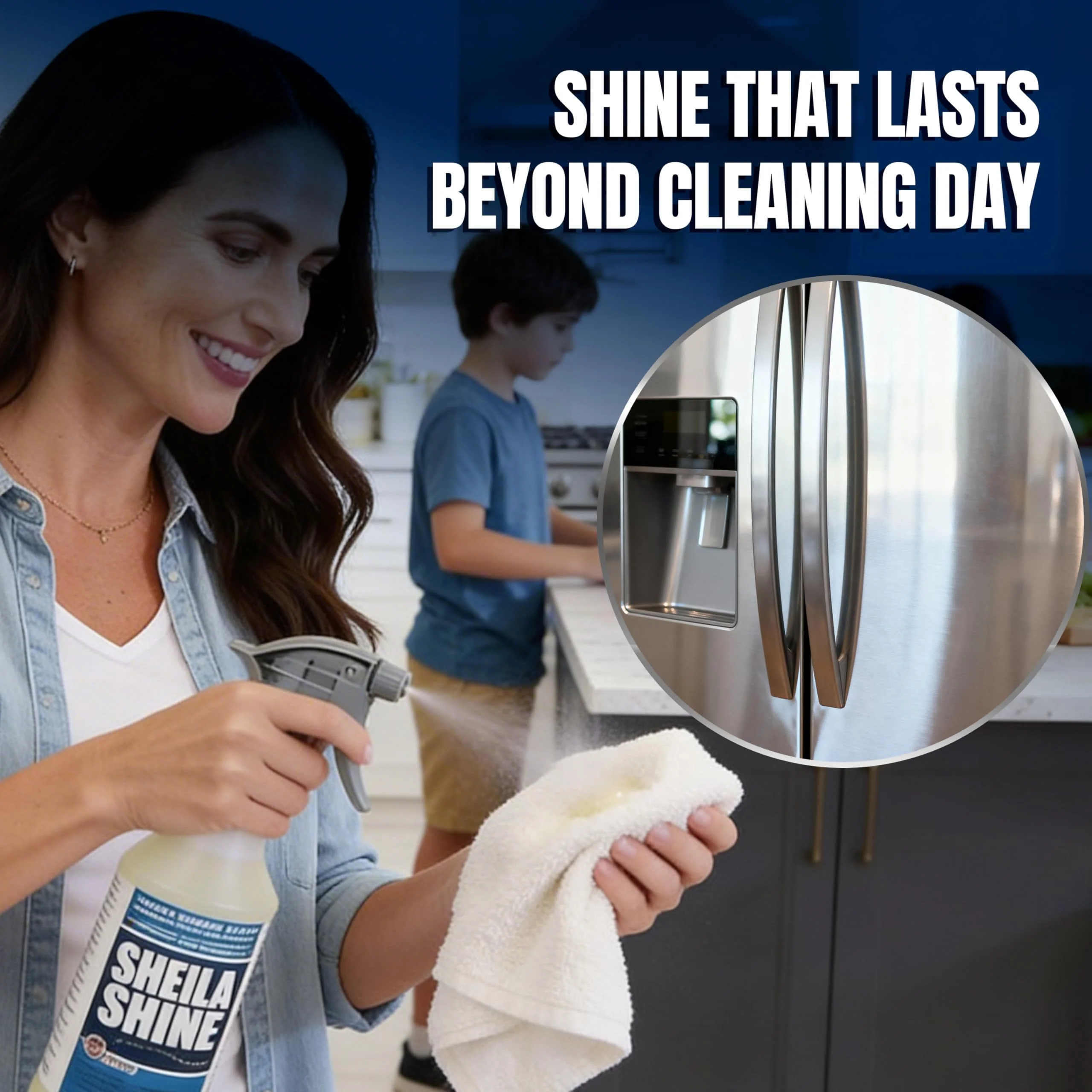 Sheila Shine 32oz Stainless Steel Cleaner and Polish - Cleans, Polishes & Protects Kitchen Appliances, Refrigerators, Sinks, Ovens & Grills - Leaves Streak Free Shine - Stainless Steel Spray Cleaner - Image 3