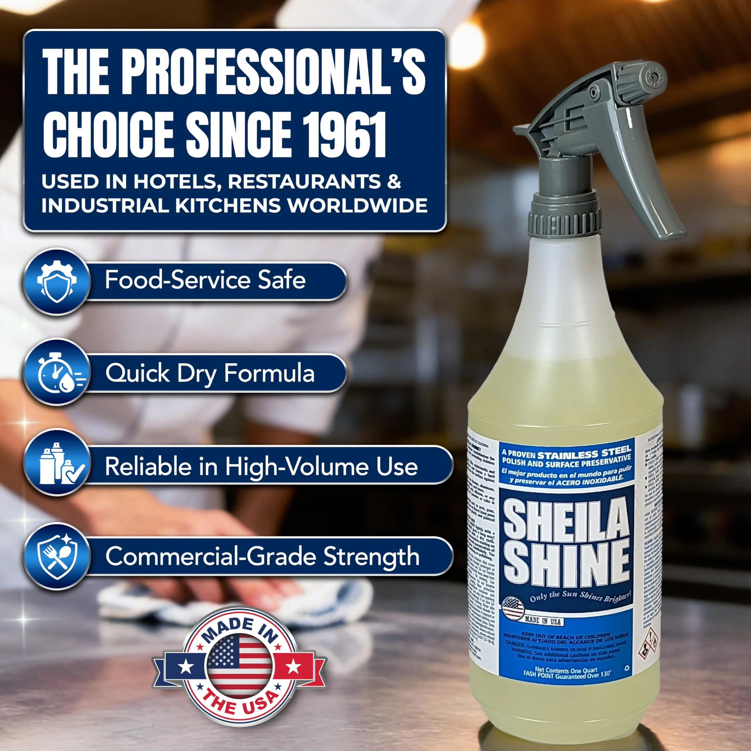Sheila Shine 32oz Stainless Steel Cleaner and Polish - Cleans, Polishes & Protects Kitchen Appliances, Refrigerators, Sinks, Ovens & Grills - Leaves Streak Free Shine - Stainless Steel Spray Cleaner - Image 4