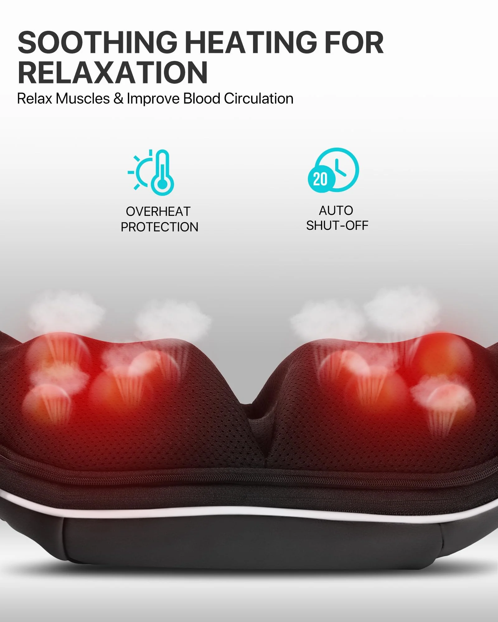 Shiatsu Back Neck Massager with Heat, Alljoy Electric Deep Tissue 3D Kneading Pillow Massege for Pain Relief & Relax Muscles, Comfort Use at Home Office (Black) - Image 2
