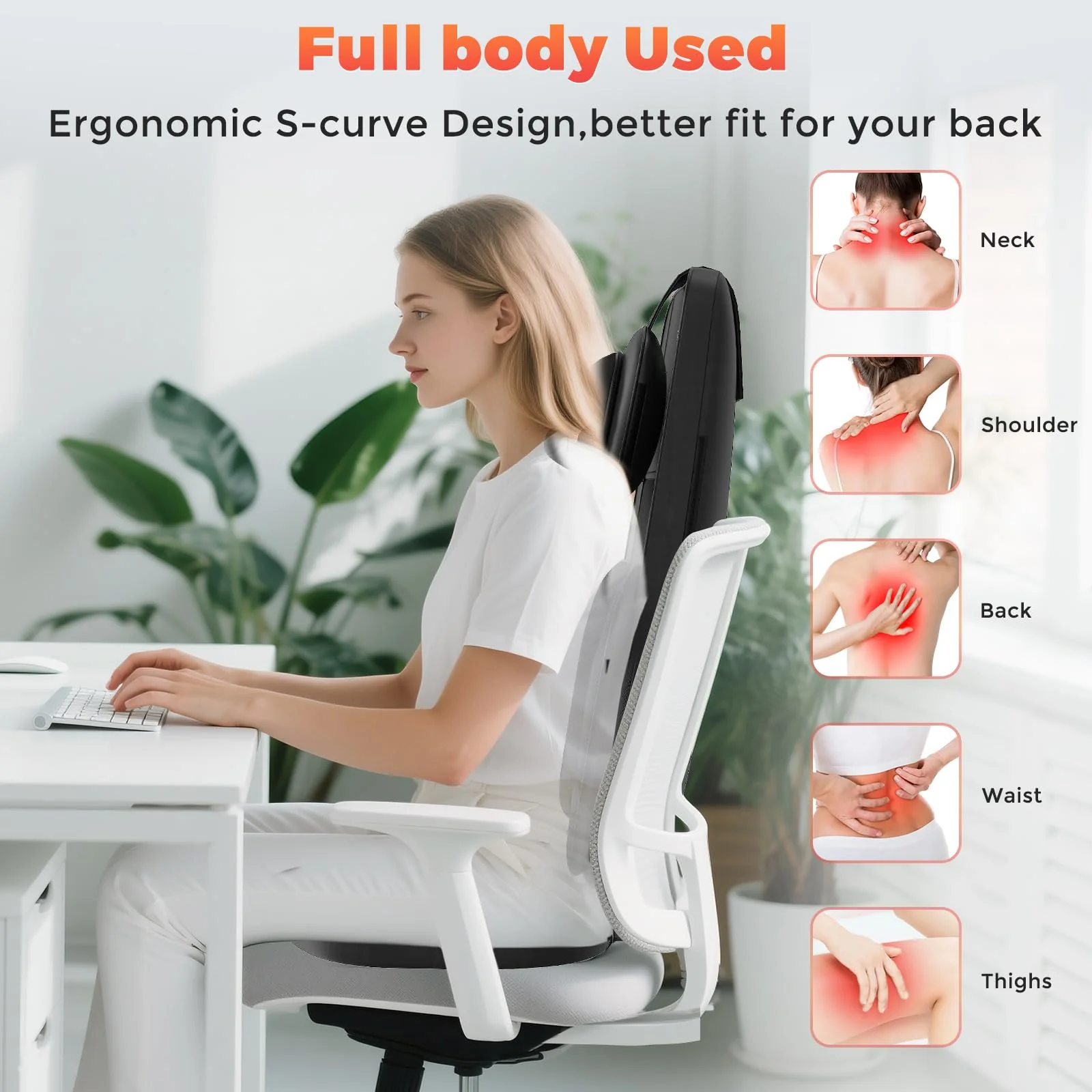 Shiatsu Neck and Back Massager with Heat, 4D Kneading Back Massager for Pain Relief Deep Tissue, Comfortable Back Massage for Chair, Massager for Home Office, Christmas Gifts for Women Men Parents - Image 4