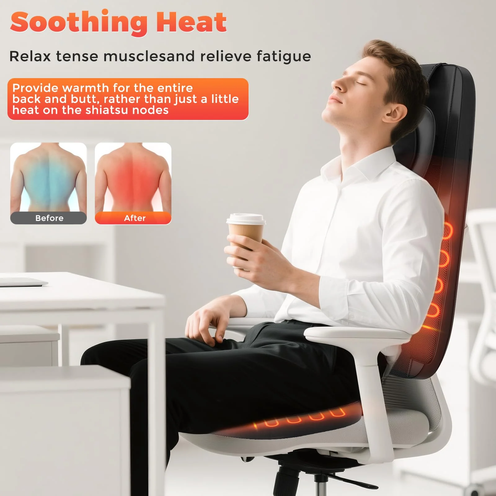 Shiatsu Neck and Back Massager with Heat, 4D Kneading Back Massager for Pain Relief Deep Tissue, Comfortable Back Massage for Chair, Massager for Home Office, Christmas Gifts for Women Men Parents - Image 6