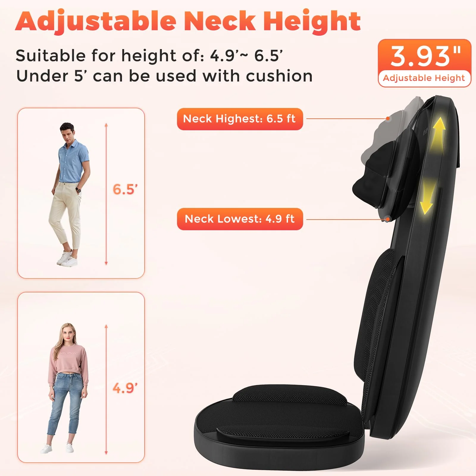 Shiatsu Neck and Back Massager with Heat, 4D Kneading Back Massager for Pain Relief Deep Tissue, Comfortable Back Massage for Chair, Massager for Home Office, Christmas Gifts for Women Men Parents - Image 7