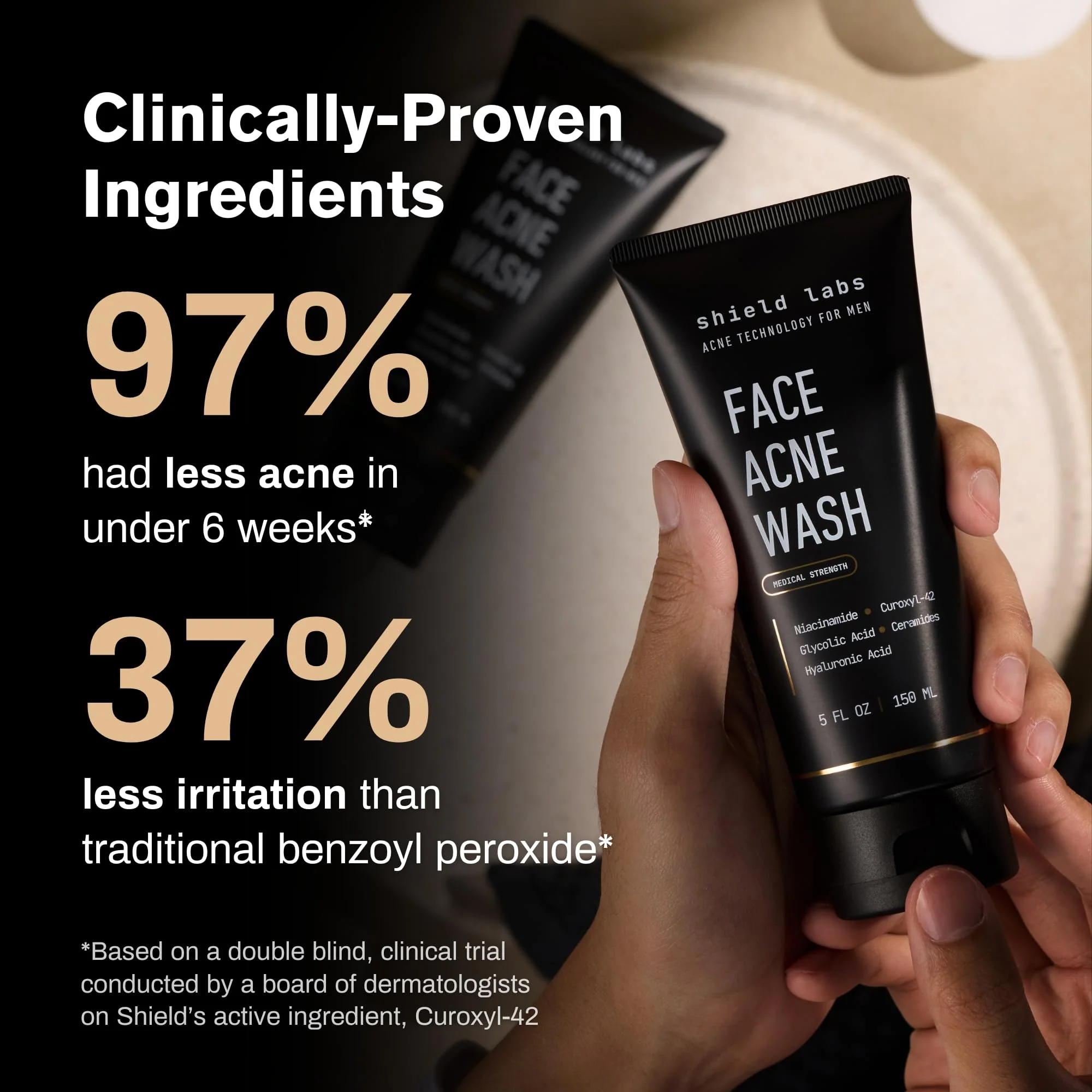 Shield Face Wash for Men and Boys, Deep Clean Gel Formula with Balancing Botanicals, Unscented, 5.1 oz, Pack of 2 - Image 7