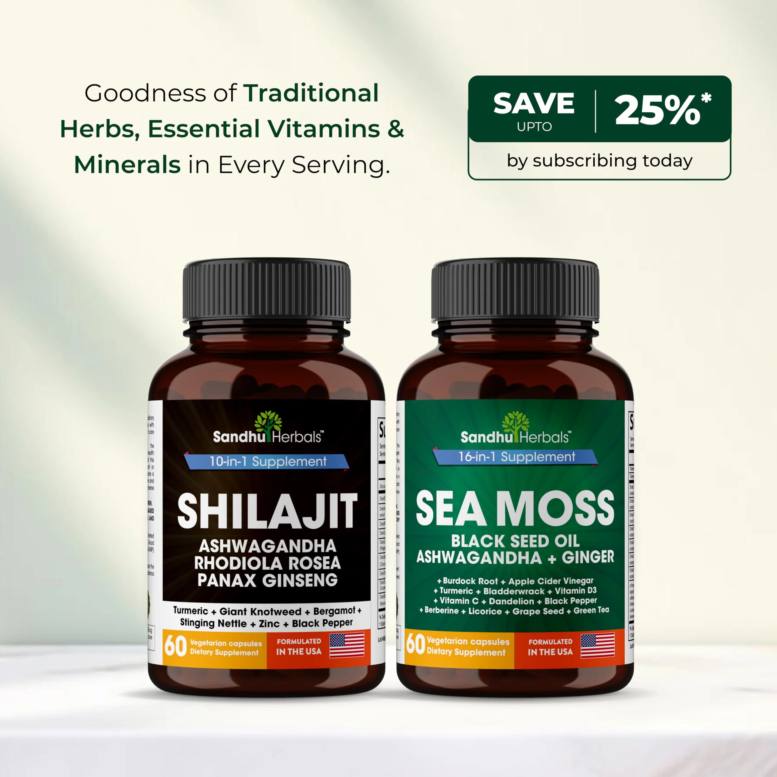 Shilajit Sea Moss Ashwagandha Combo Bundle - Black Seed Oil, Turmeric, Rhodiola Rosea, Panax, Ginseng Supplement | 120 Capsules, Better Than Gummies, Resin | Seamoss for Men & Women - Image 3