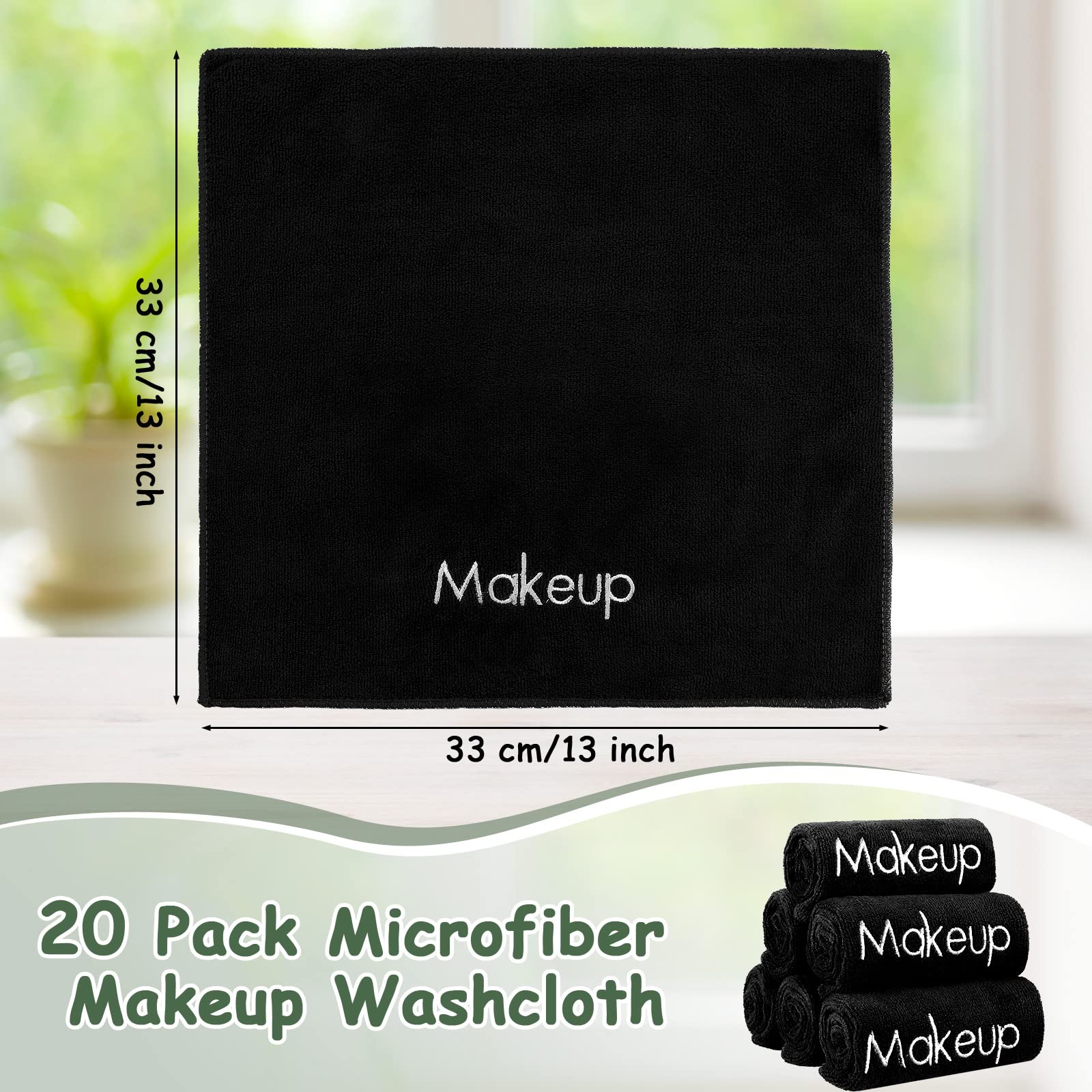 Shimeyao 20 Pack Makeup Towels Black Makeup Washcloths for Face Microfiber Remover Cloth 13x13 Inch Quick Dry Face Towels for Cleansing Hand - Image 6