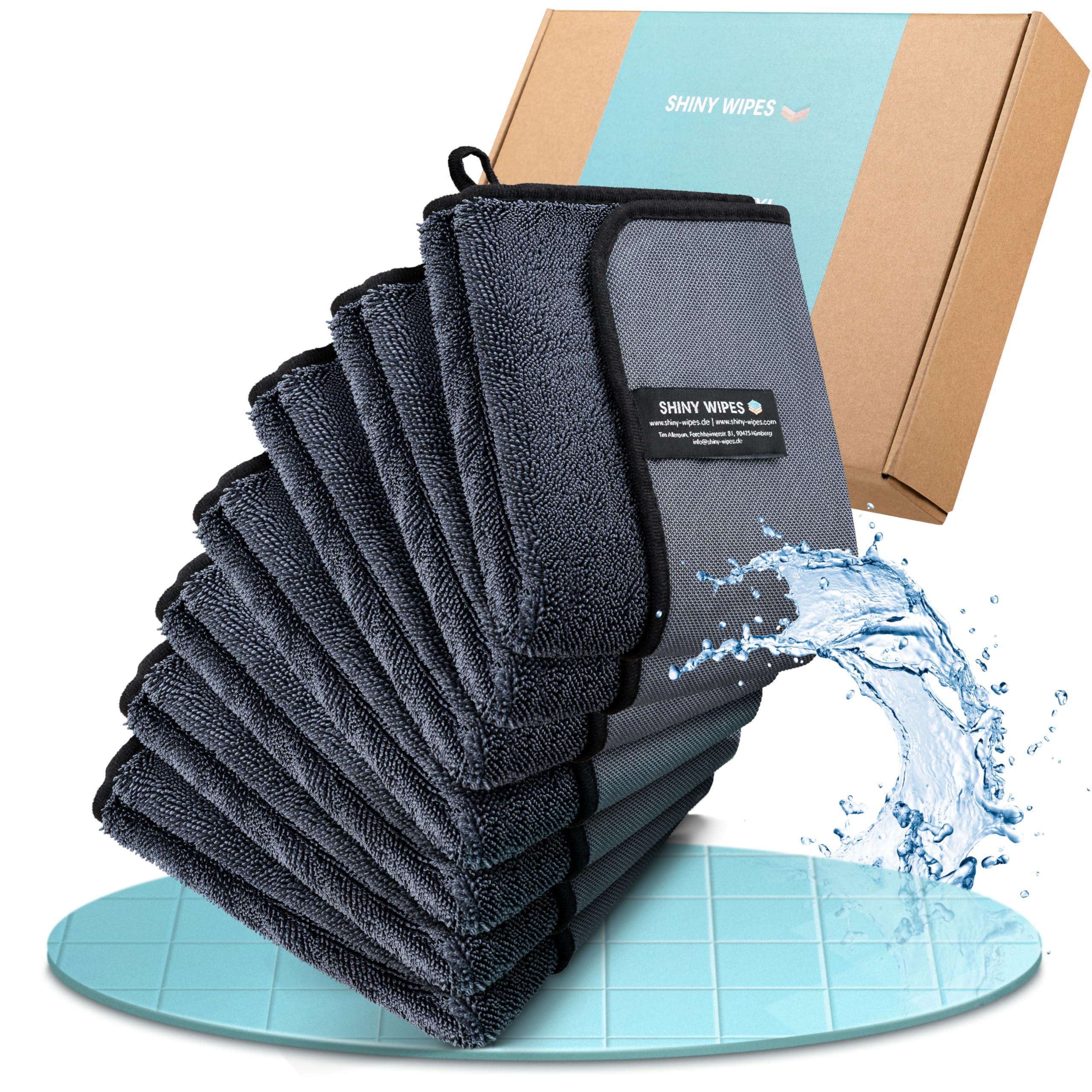 Shiny Bath Shiny Wipes XL Drying Towel, the Original, Ultra Absorbent Twisted-Loop Design, Streak-Free Drying Towel, Shiny Wipes Shower Cleaning Cloths (7 Towel)