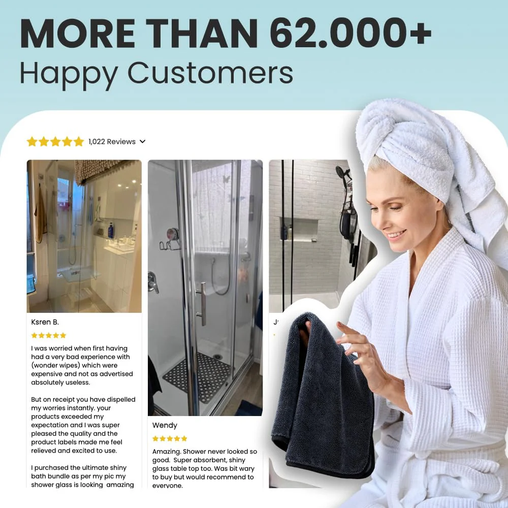 Shiny Bath Shiny Wipes XL Drying Towel, the Original, Ultra Absorbent Twisted-Loop Design, Streak-Free Drying Towel, Shiny Wipes Shower Cleaning Cloths (7 Towel) - Image 2