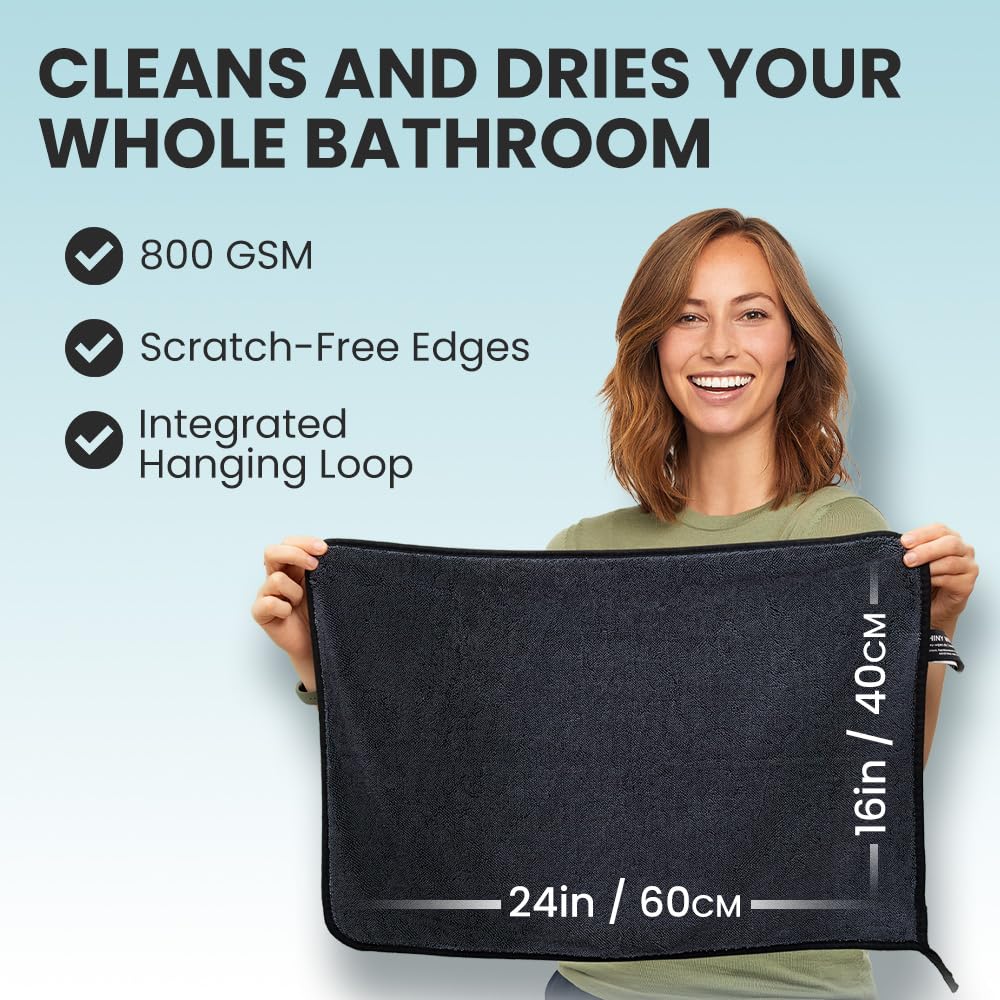 Shiny Bath Shiny Wipes XL Drying Towel, the Original, Ultra Absorbent Twisted-Loop Design, Streak-Free Drying Towel, Shiny Wipes Shower Cleaning Cloths (7 Towel) - Image 3